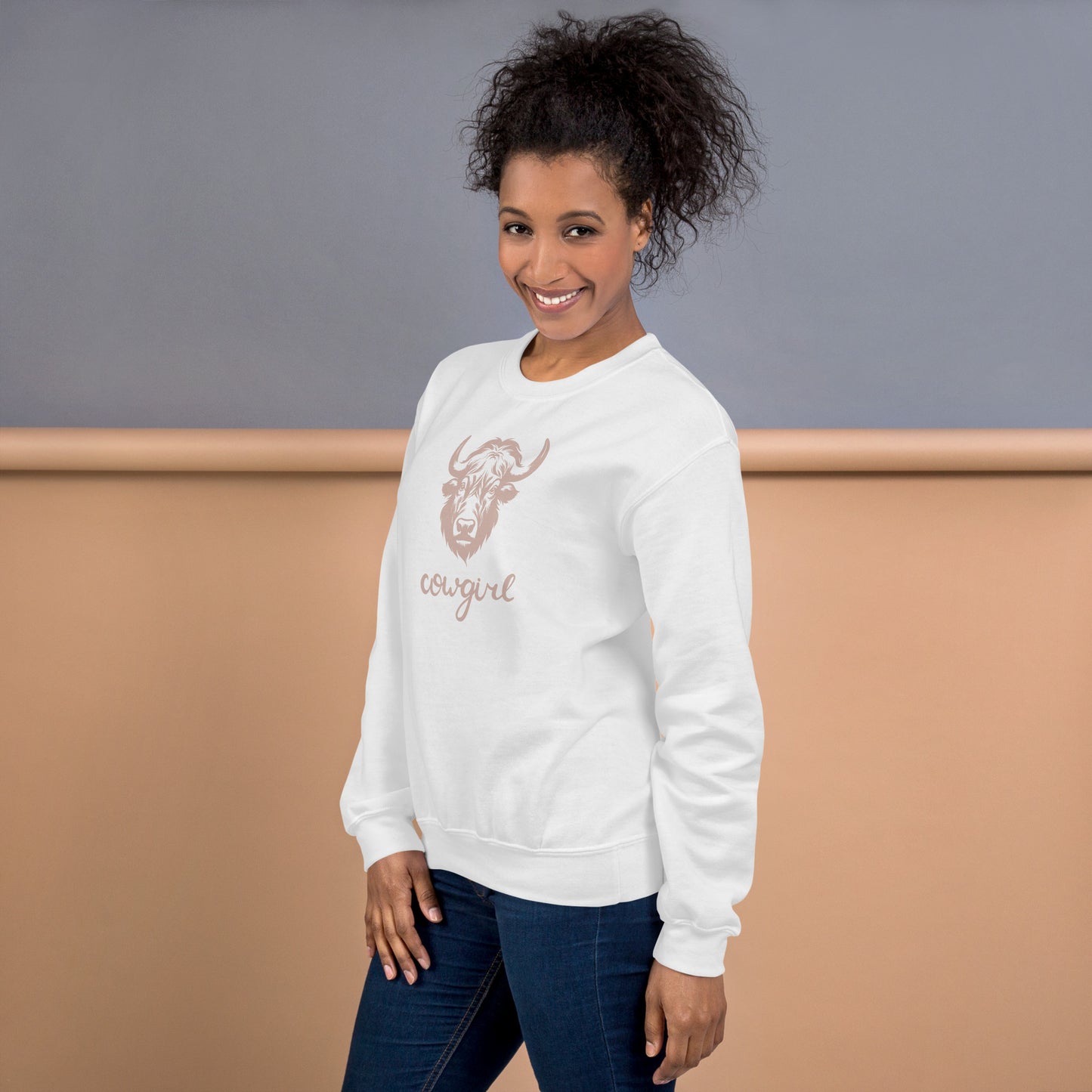 Cowgirl Long Haired Cow Unisex Sweatshirt