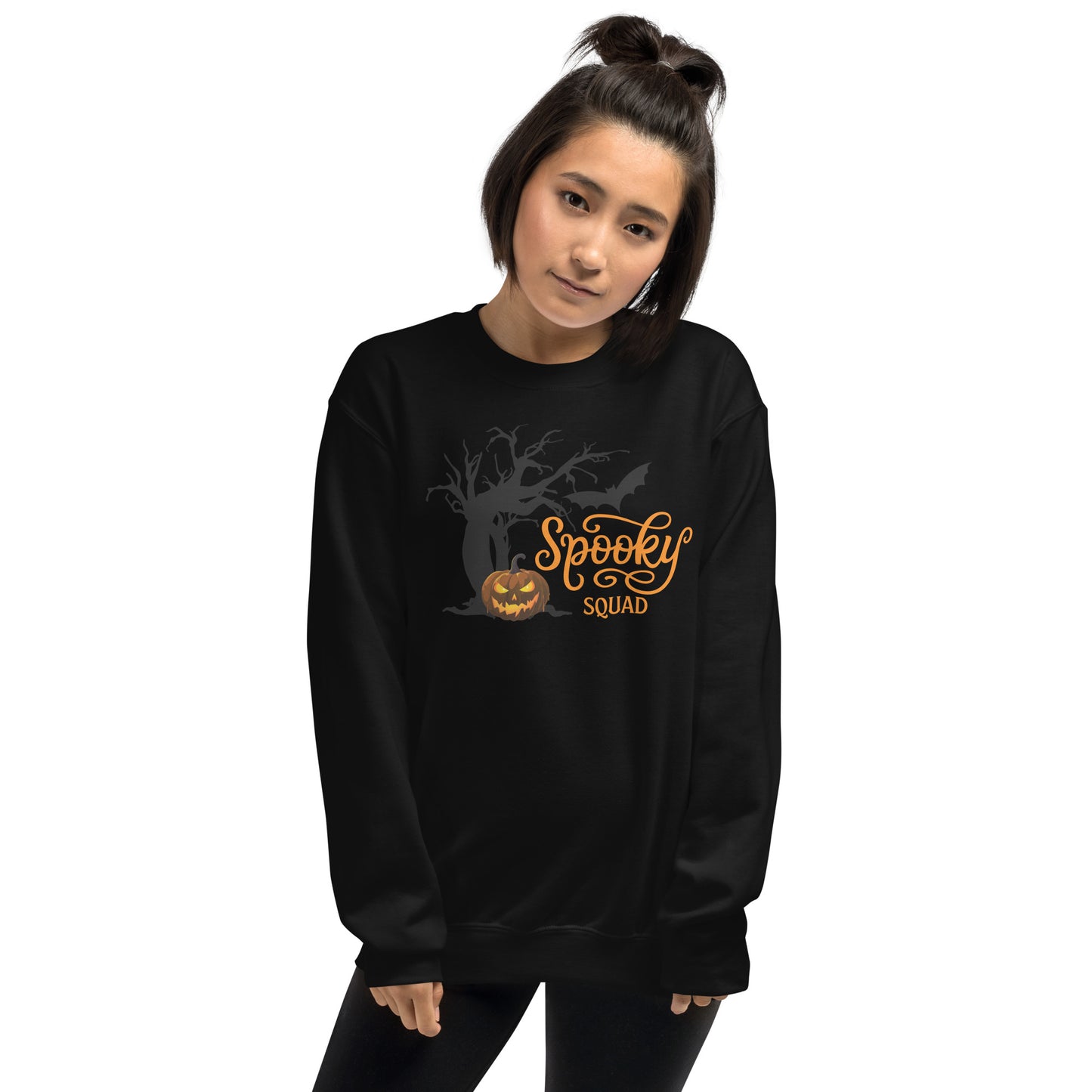 Spooky Squad Family Halloween Crewneck Unisex Sweatshirt | Spooky Tree and Pumpkin