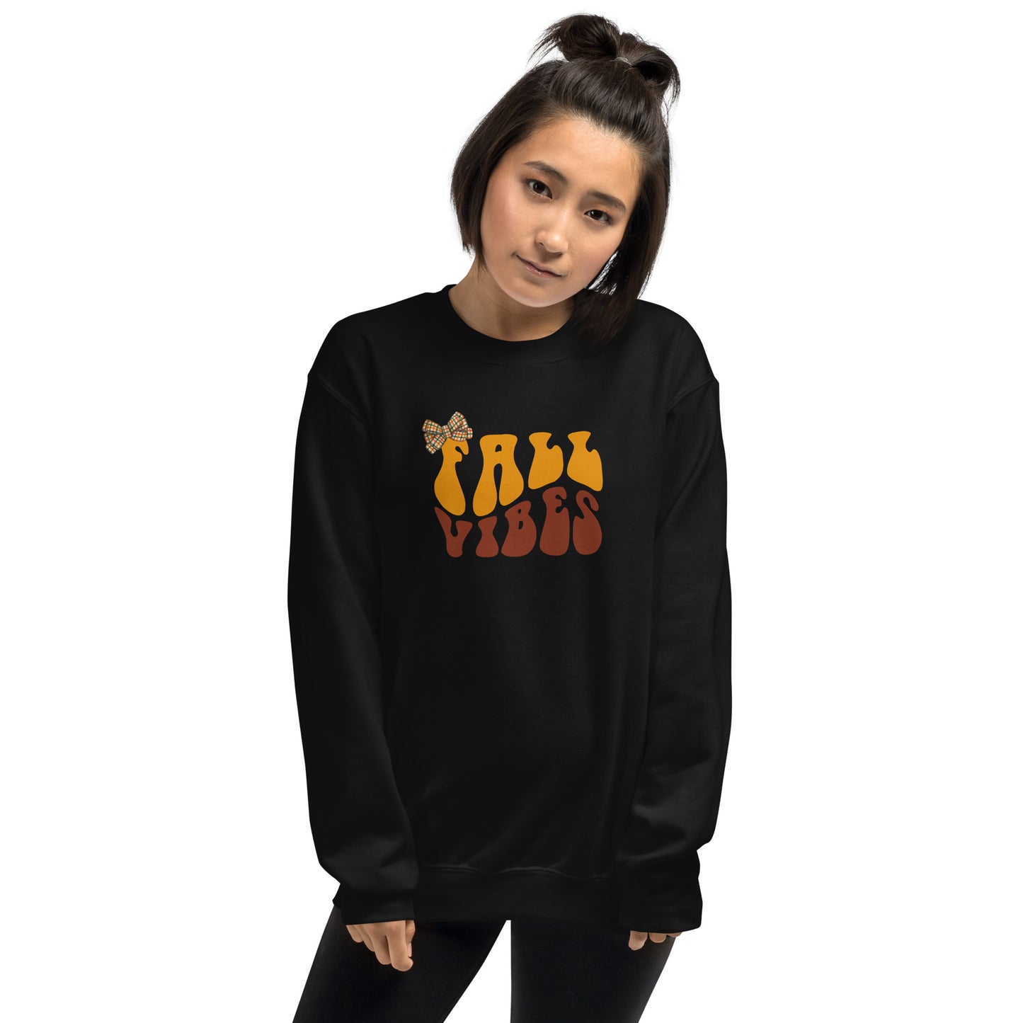 Fall Vibes with Bow Crewneck Unisex Sweatshirt | Cozy Fall Sweatshirt