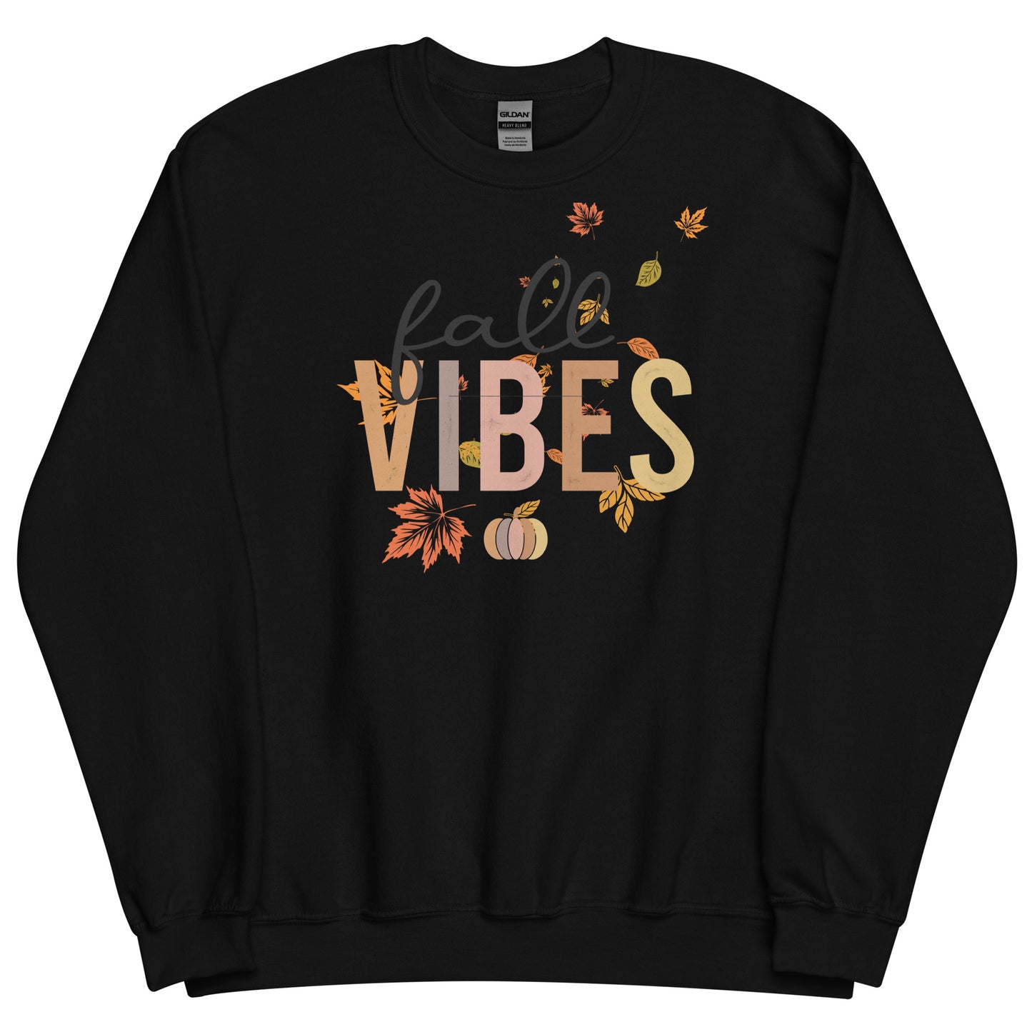Fall Vibes Pumpkin Leaves Seasonal Crewneck Unisex Sweatshirt