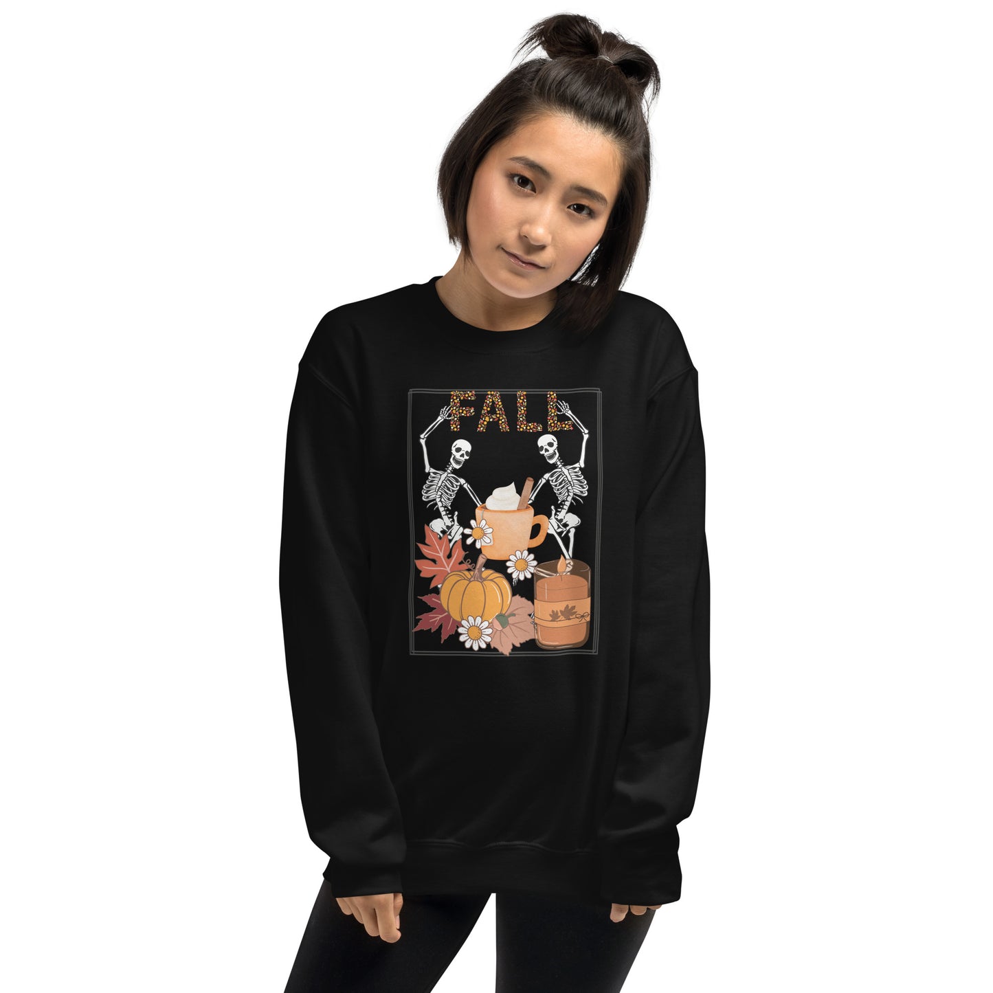 Fall Halloween Skeleton Pumpkin Spice Crewneck Unisex Sweatshirt