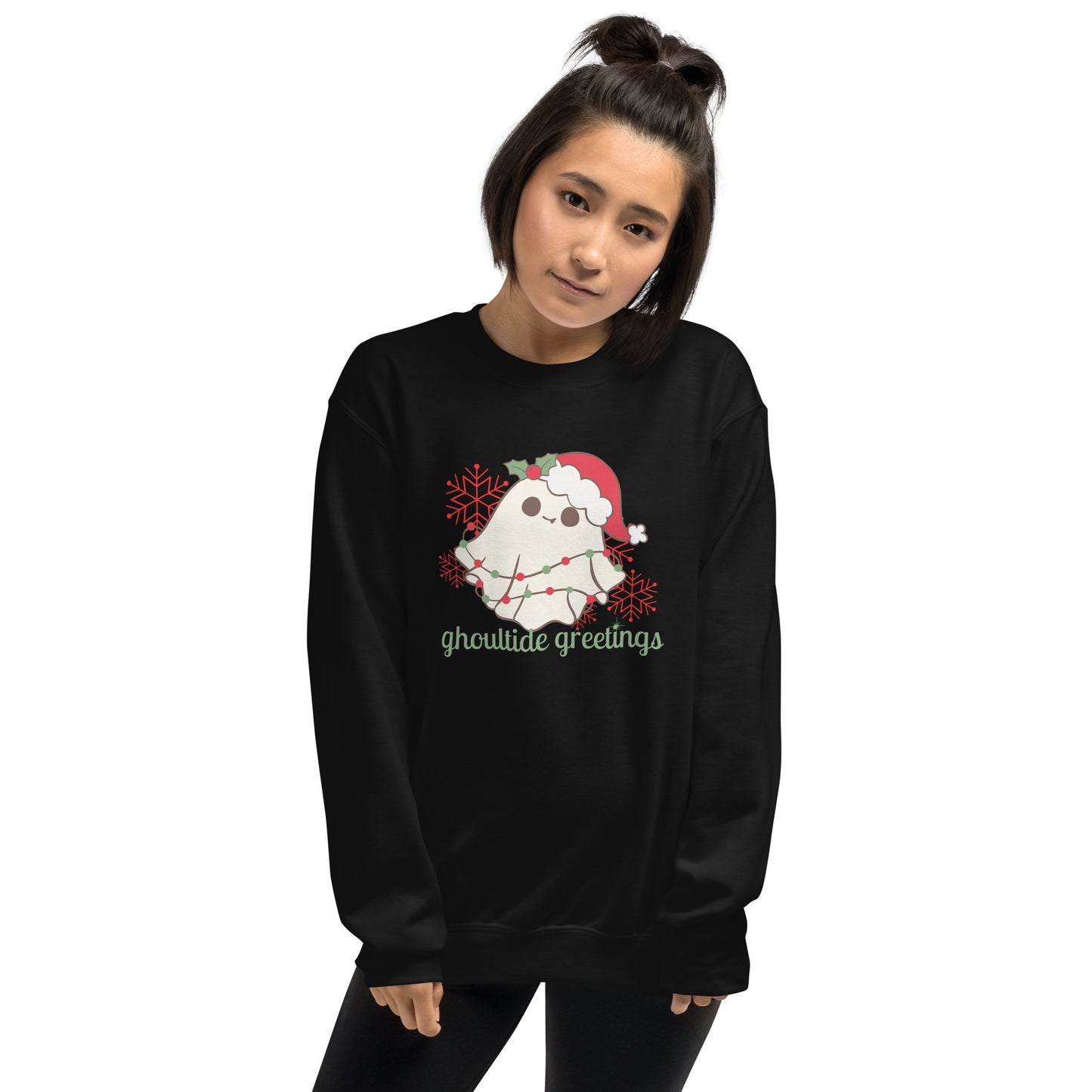 Ghoultide Greetings Cute Christmas Ghost Holiday Crewneck Unisex Sweatshirt