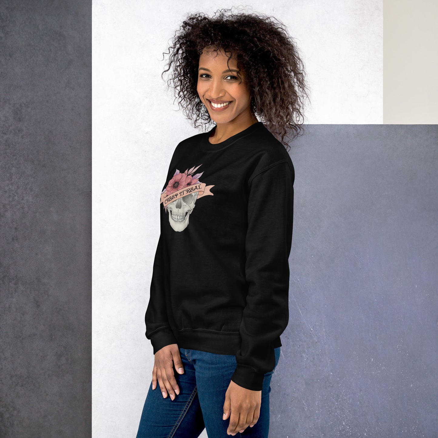 Creep it Real Skeleton Skull Fall Halloween Crewneck Sweatshirt | Keep it Real