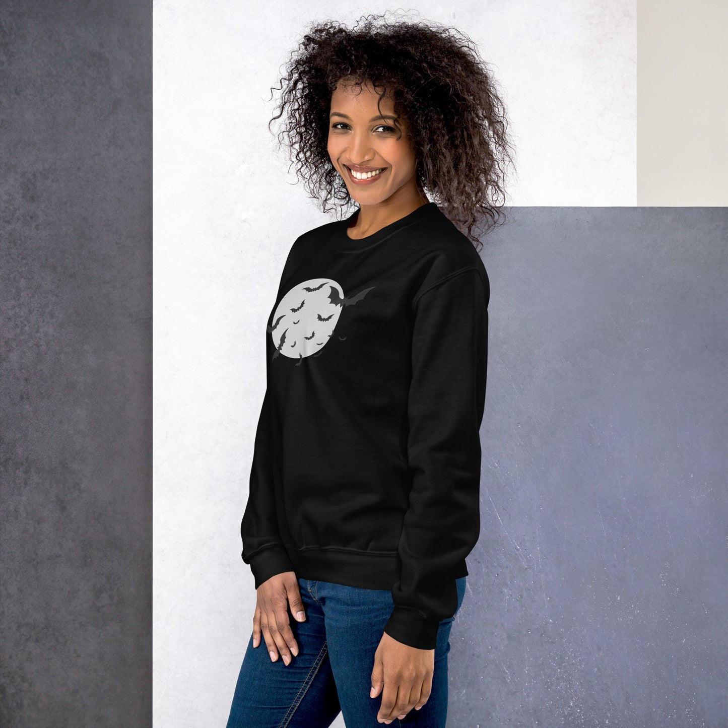 Full Moon with Bats Crewneck Fall Halloween Unisex Sweatshirt