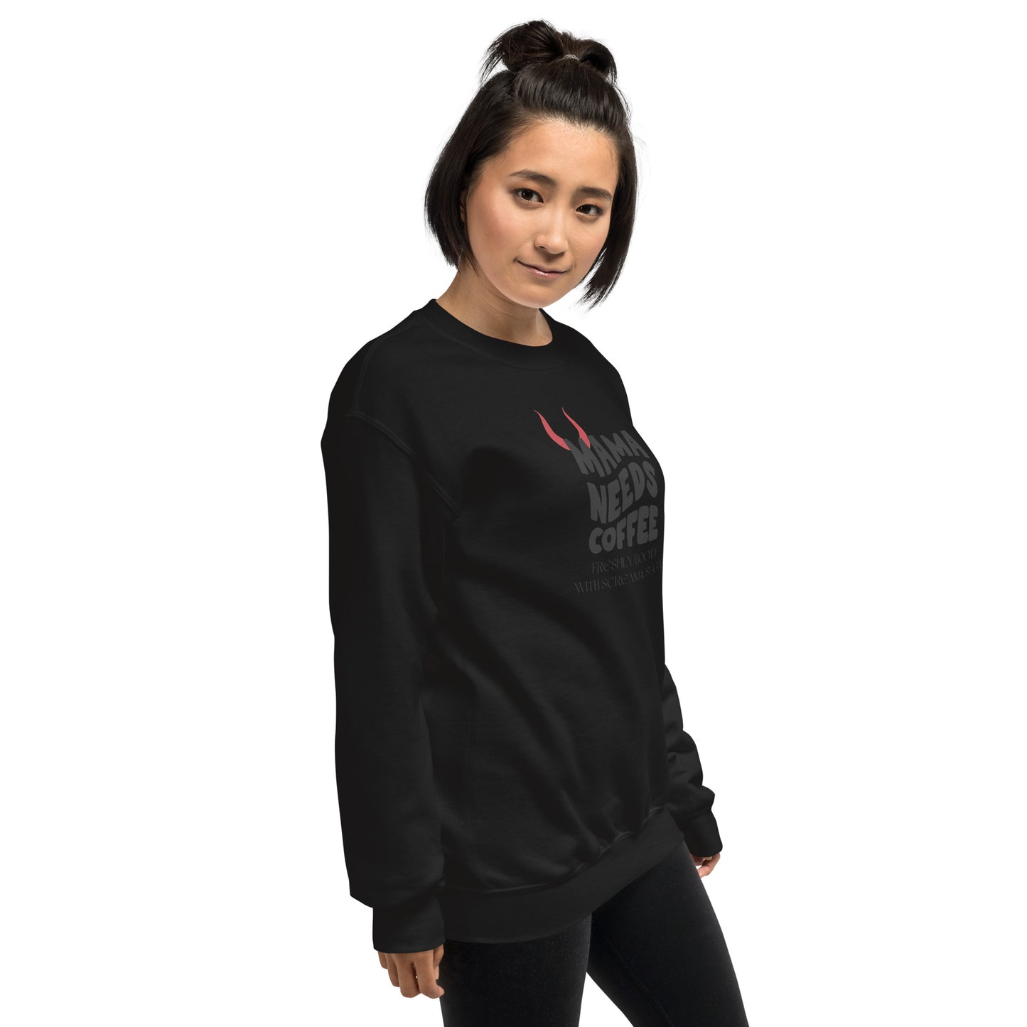 Mama Needs Coffee Freshly Boo'd With Scream and Sugar Unisex Halloween Fall Crewneck Sweatshirt