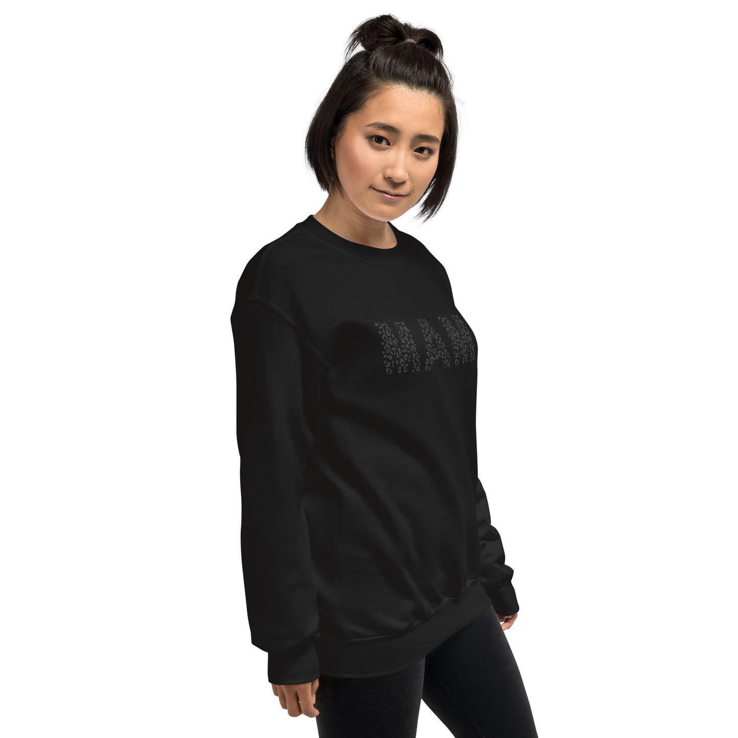 Mama Black and White Cheetah Print Crewneck Cozy Fall Unisex Sweatshirt