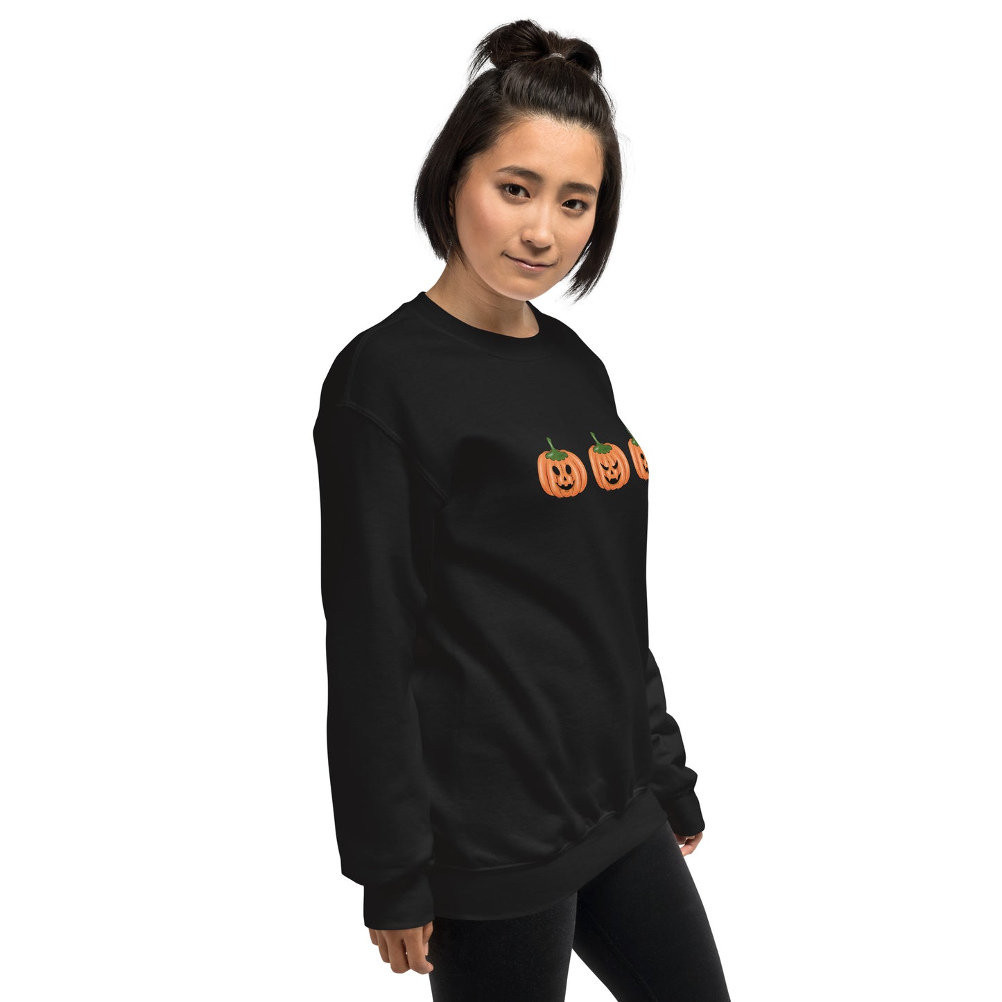 Trendy Fall Pumpkin Faces Crewneck Unisex Sweatshirt
