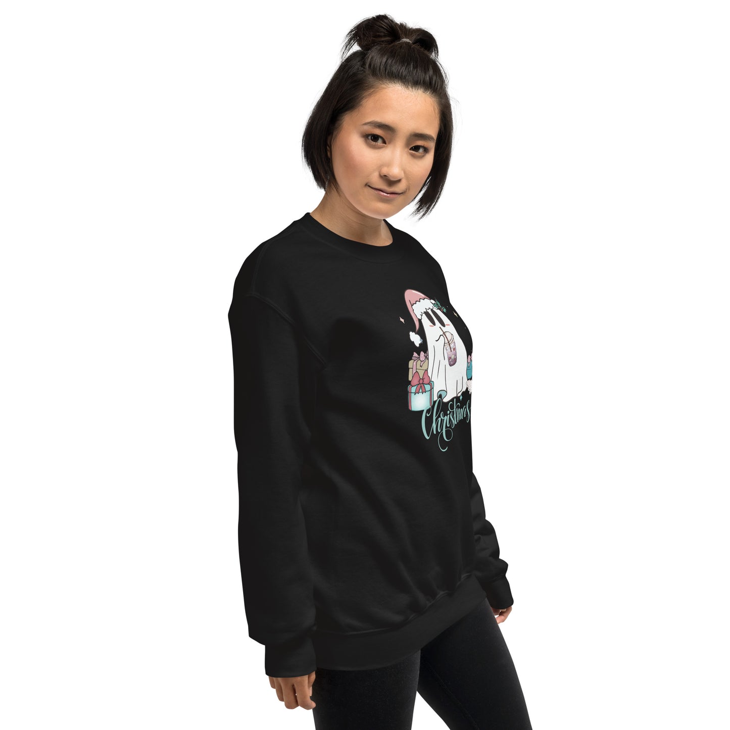 Christmas Cute Boujie Ghost with Presents Unisex Sweatshirt