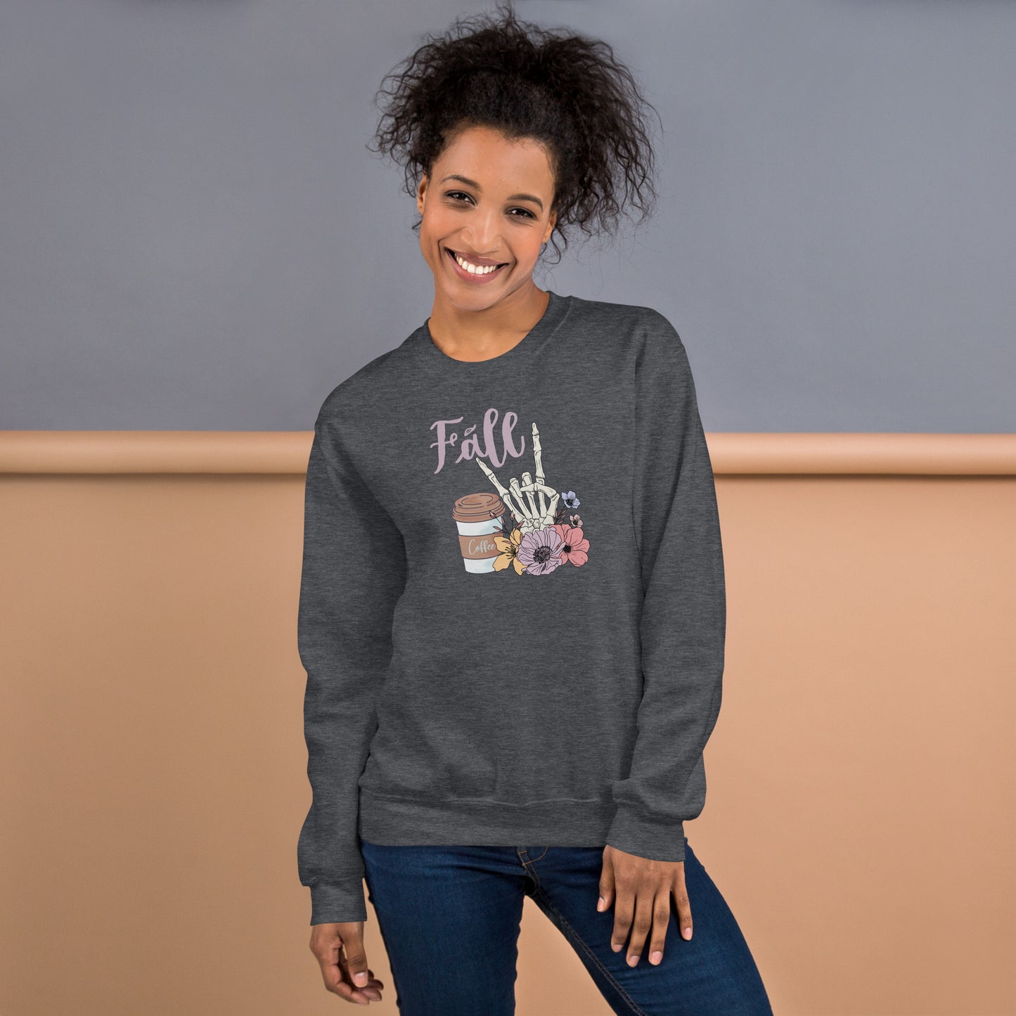 Fall Vibes Floral Coffee Crewneck Sweatshirt