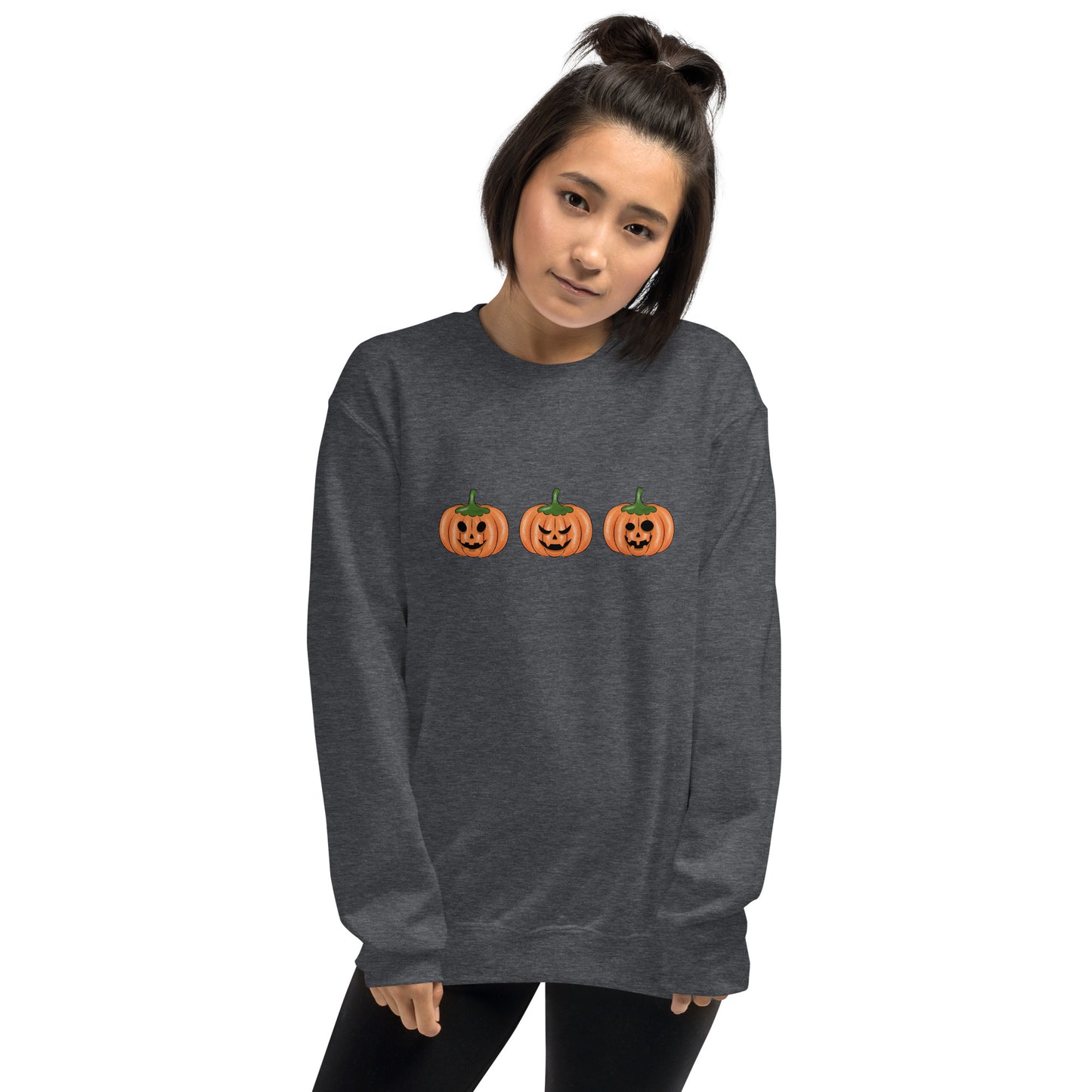 Trendy Fall Pumpkin Faces Crewneck Unisex Sweatshirt