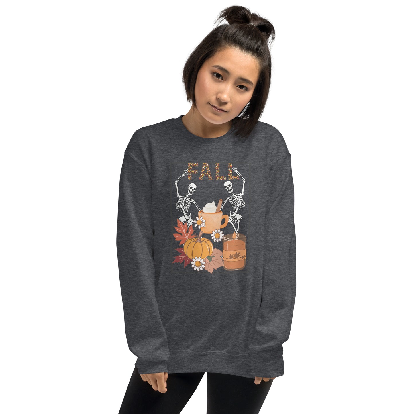 Fall Halloween Skeleton Pumpkin Spice Crewneck Unisex Sweatshirt