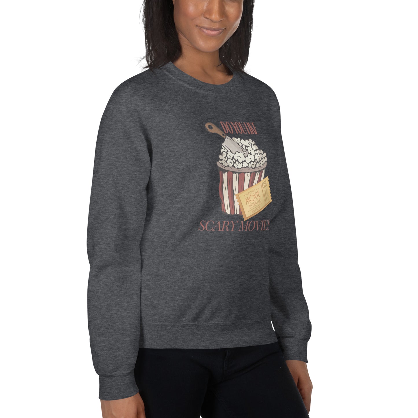Do You Like Scary Movies Fall Crewneck Halloween Sweatshirt | Scream Movie Reference