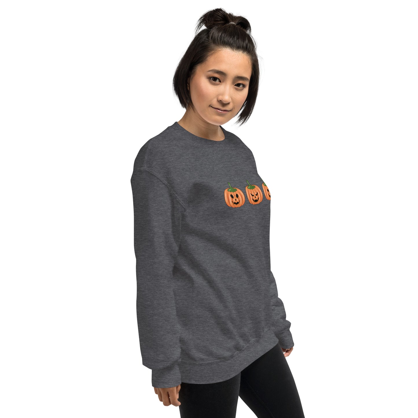 Trendy Fall Pumpkin Faces Crewneck Unisex Sweatshirt