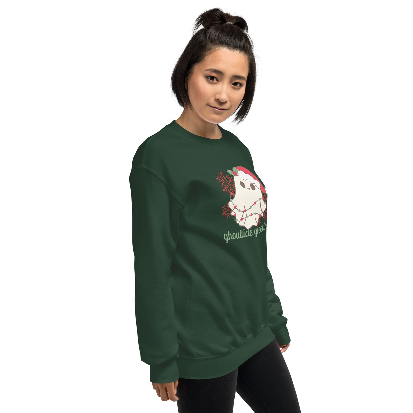 Ghoultide Greetings Cute Christmas Ghost Holiday Crewneck Unisex Sweatshirt