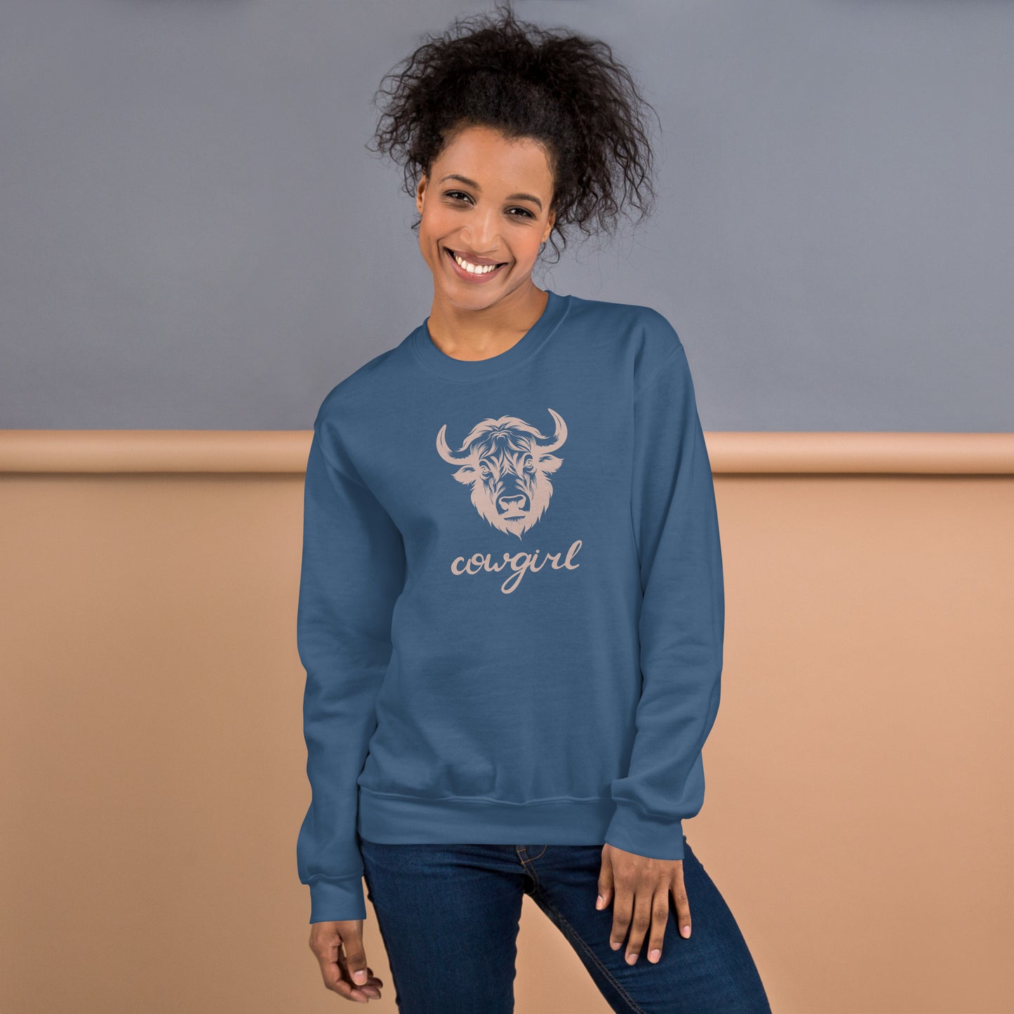 Cowgirl Long Haired Cow Unisex Sweatshirt