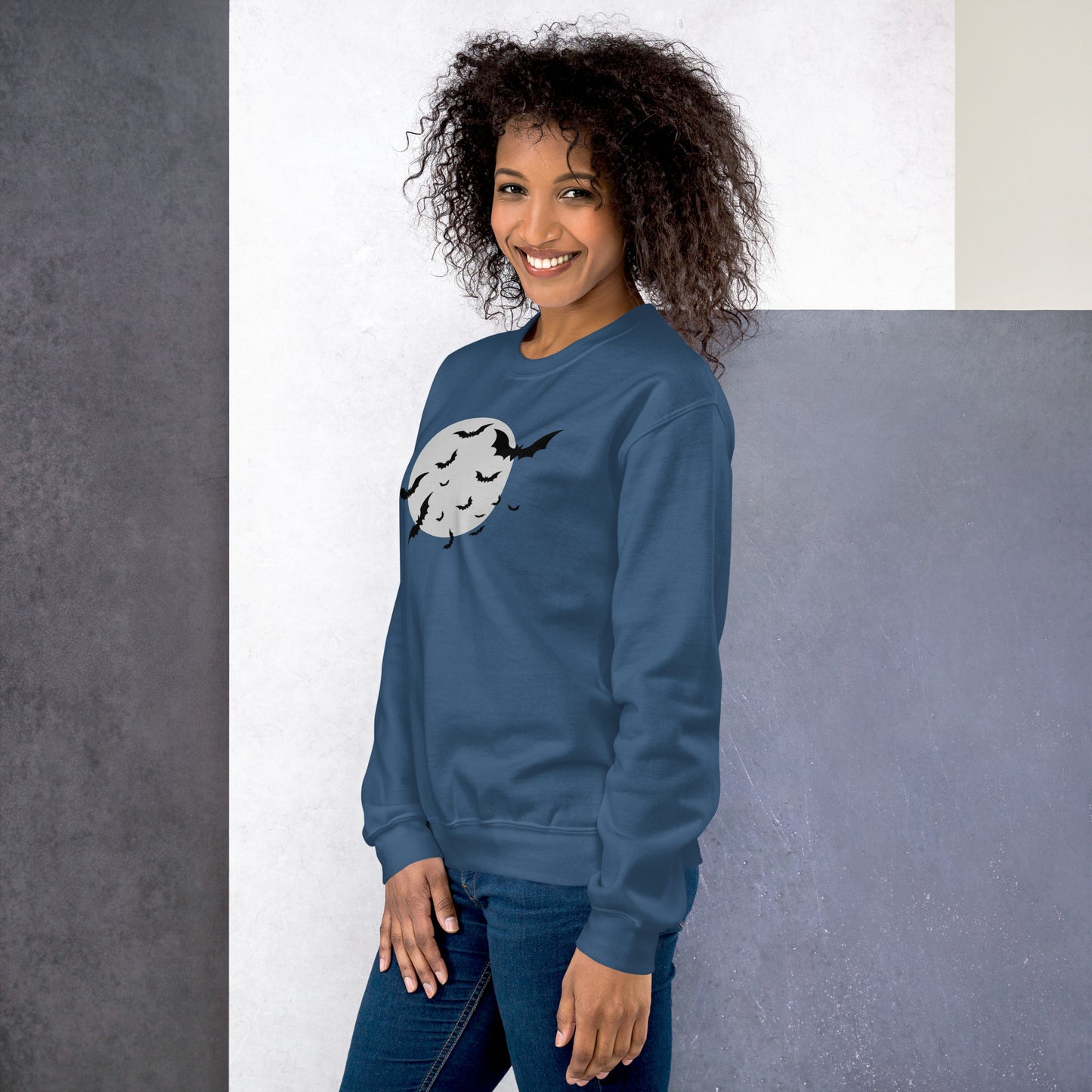 Full Moon with Bats Crewneck Fall Halloween Unisex Sweatshirt