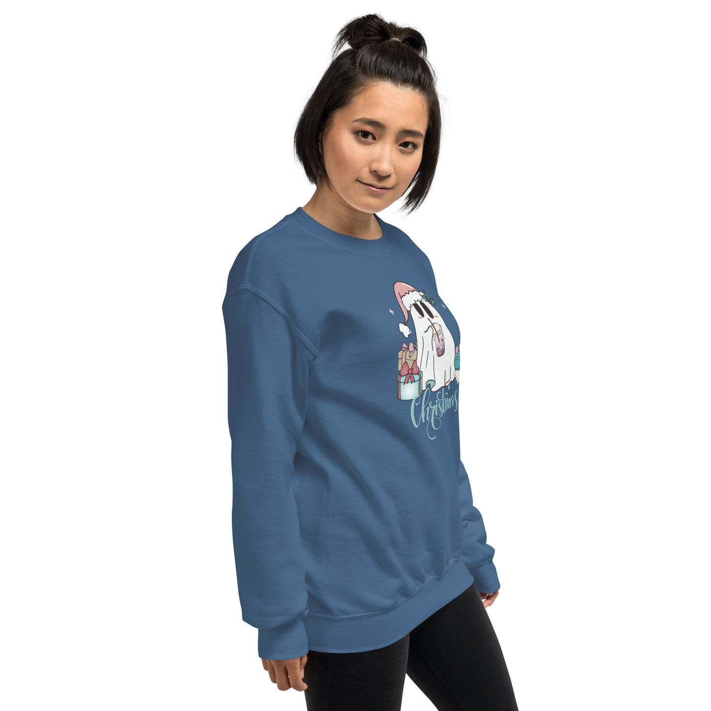 Christmas Cute Boujie Ghost with Presents Unisex Sweatshirt
