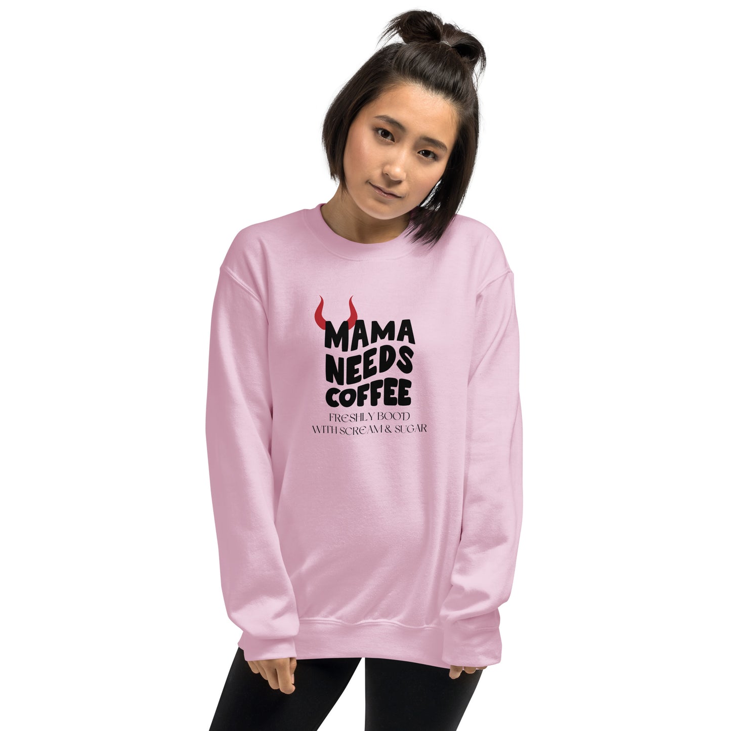Mama Needs Coffee Freshly Boo'd With Scream and Sugar Unisex Halloween Fall Crewneck Sweatshirt