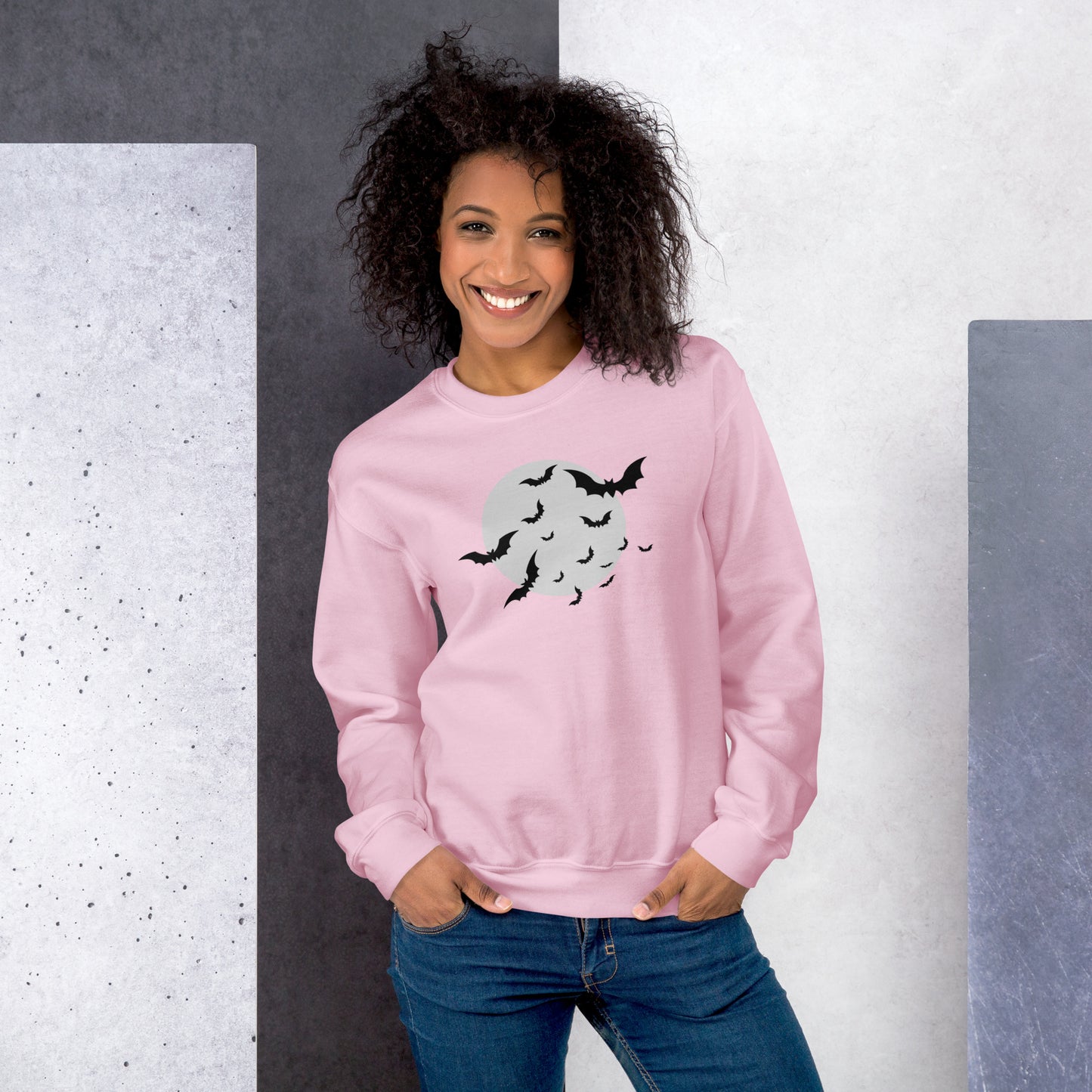 Full Moon with Bats Crewneck Fall Halloween Unisex Sweatshirt