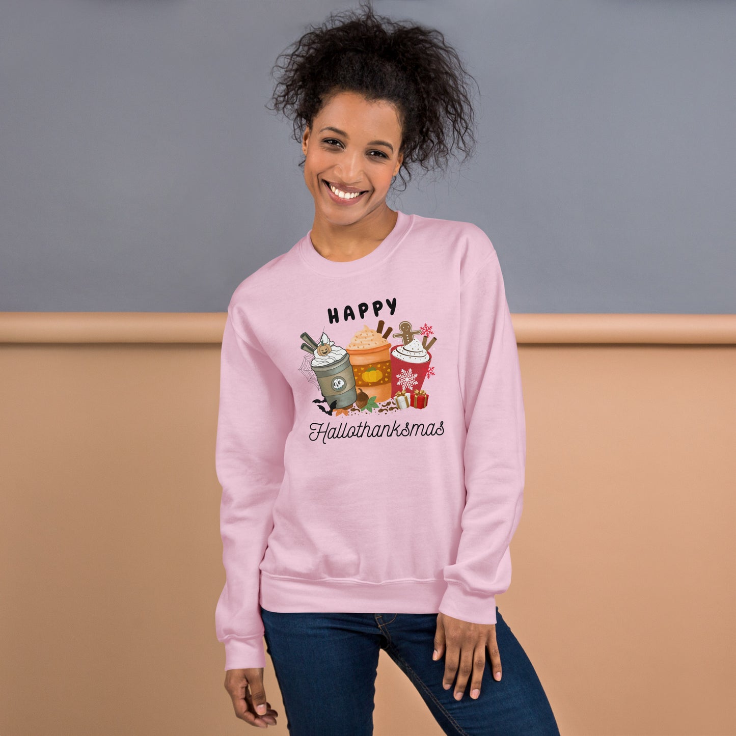 Happy HalloThanksMas Holiday Mashup Coffee Unisex Sweatshirt