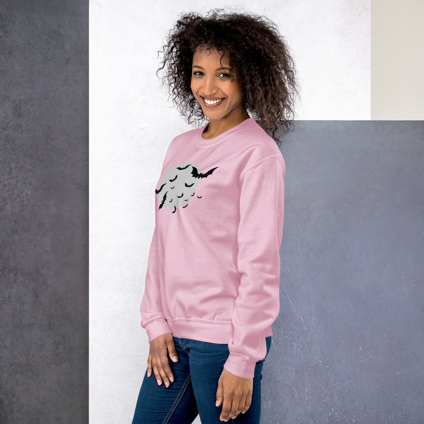 Full Moon with Bats Crewneck Fall Halloween Unisex Sweatshirt