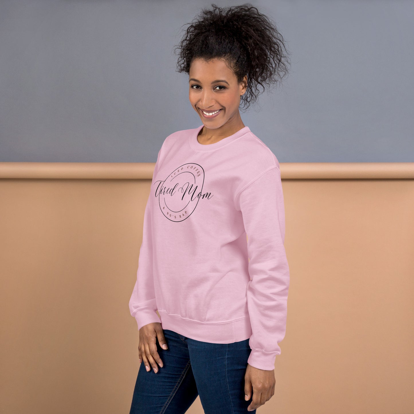 Tired Mom; Iced Coffee and 90's Rap Unisex Sweatshirt