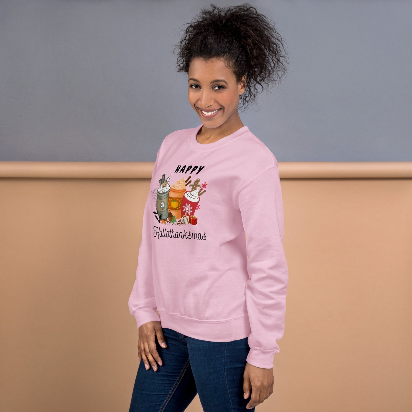Happy HalloThanksMas Holiday Mashup Coffee Unisex Sweatshirt