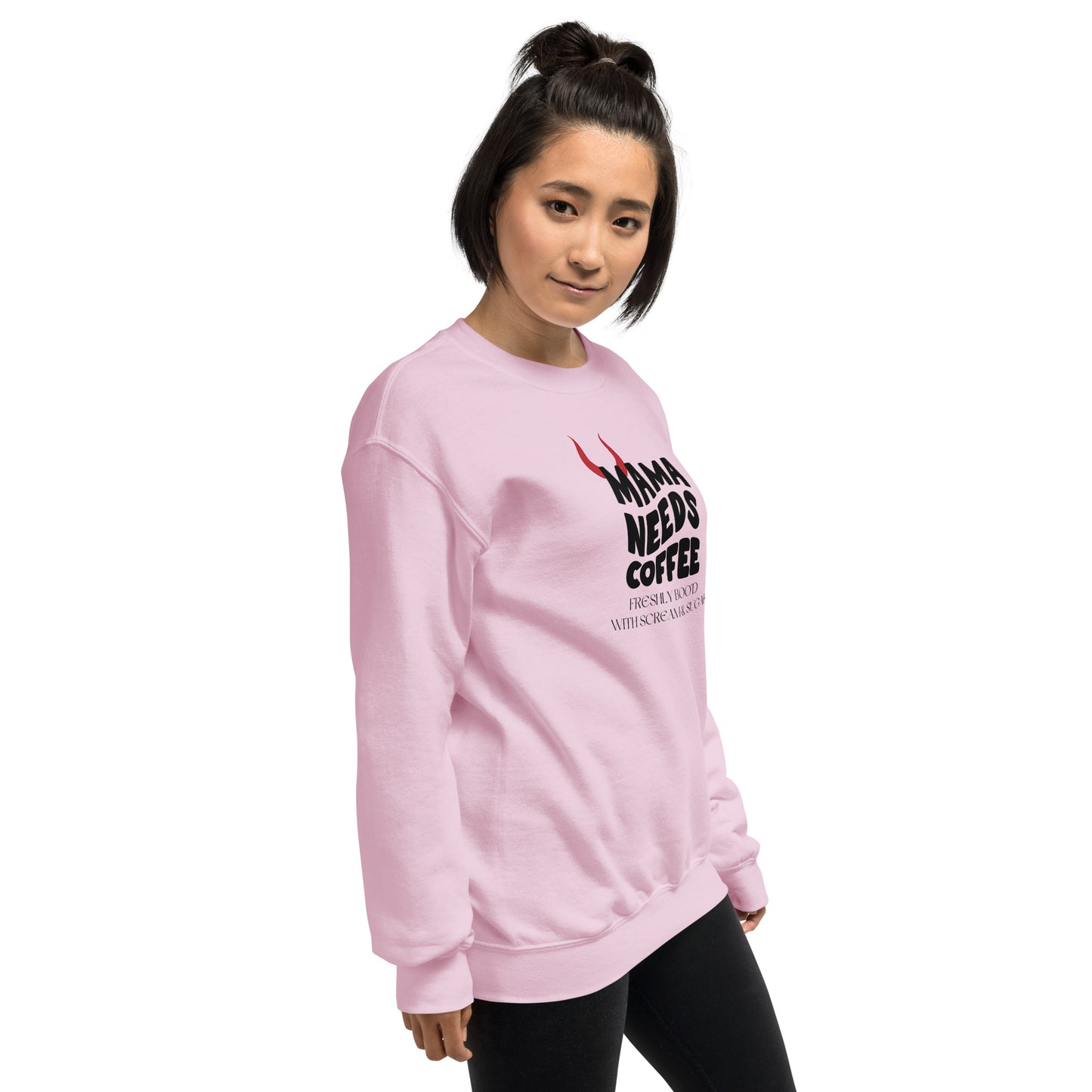 Mama Needs Coffee Freshly Boo'd With Scream and Sugar Unisex Halloween Fall Crewneck Sweatshirt