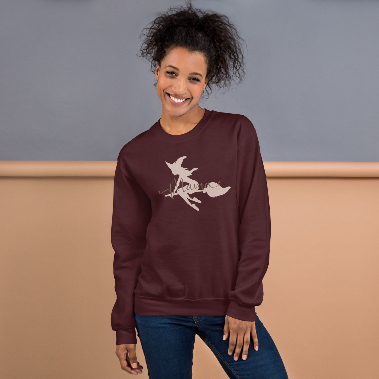 Mama Witches Broom Halloween Fall Crewneck Sweatshirt