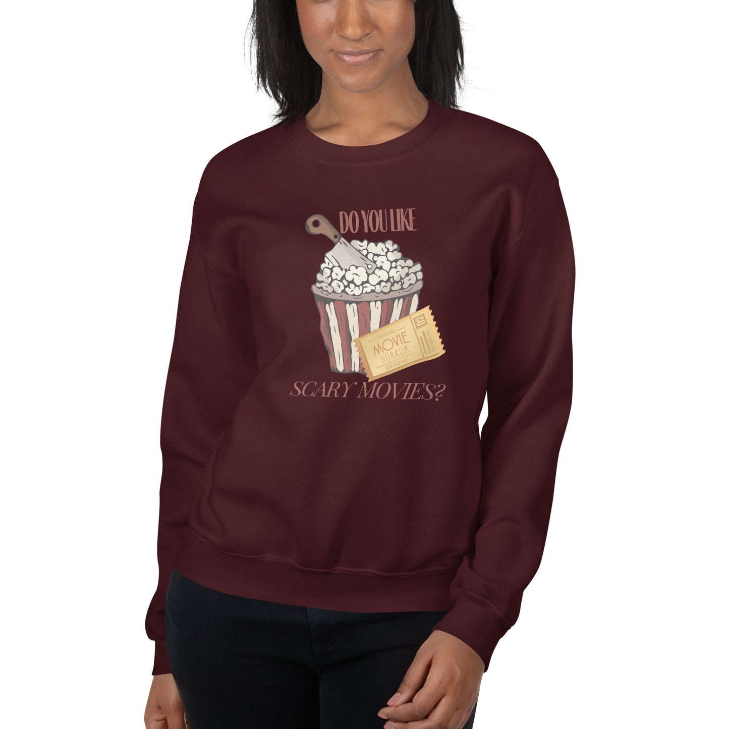 Do You Like Scary Movies Fall Crewneck Halloween Sweatshirt | Scream Movie Reference