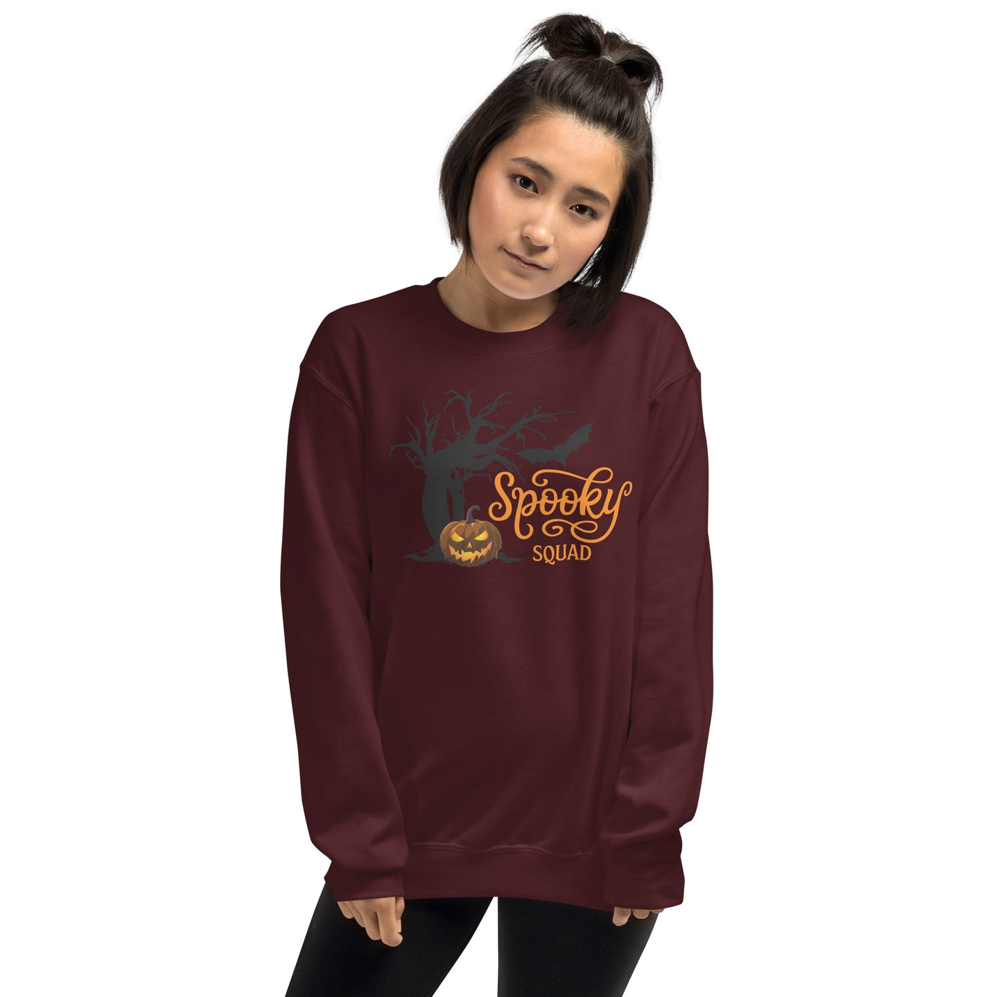 Spooky Squad Family Halloween Crewneck Unisex Sweatshirt | Spooky Tree and Pumpkin