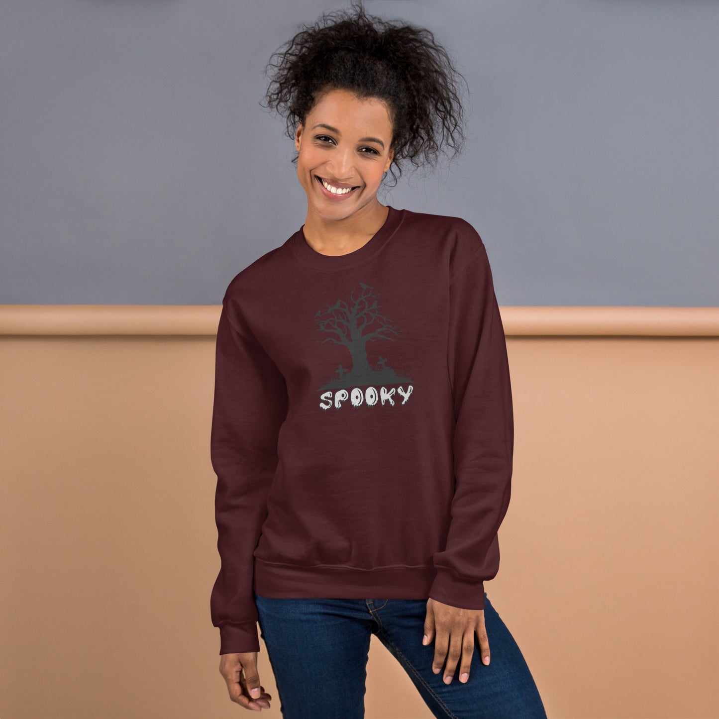 Spooky Halloween Fall Tree Crewneck Unisex Sweatshirt