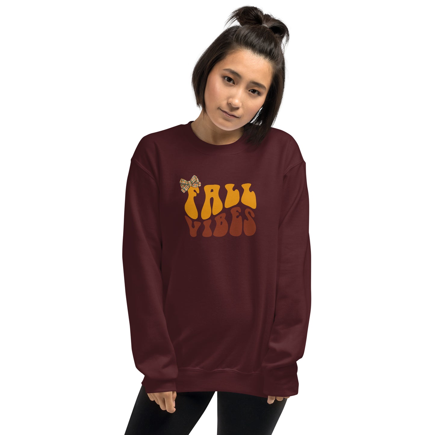 Fall Vibes with Bow Crewneck Unisex Sweatshirt | Cozy Fall Sweatshirt