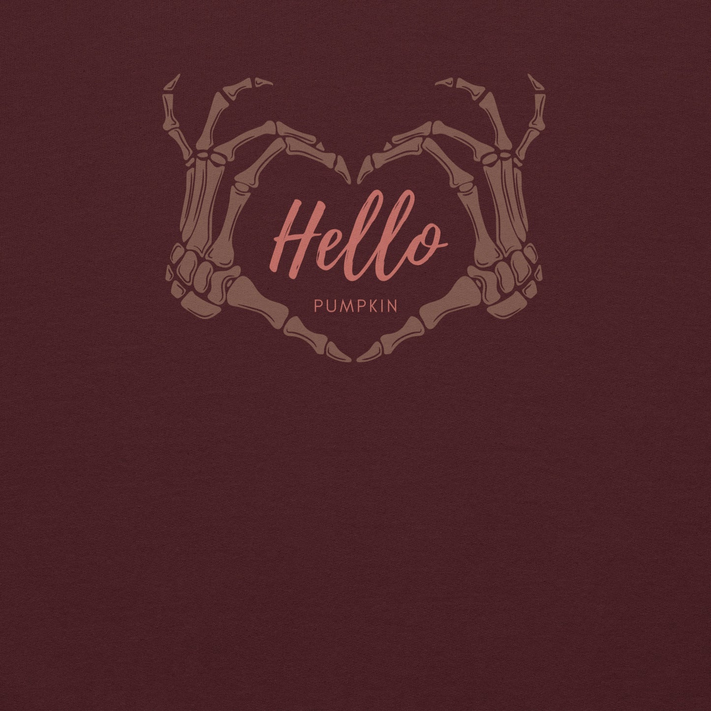 Hello Pumpkin Skeleton Heart Hands Crewneck Fall Halloween Unisex Sweatshirt