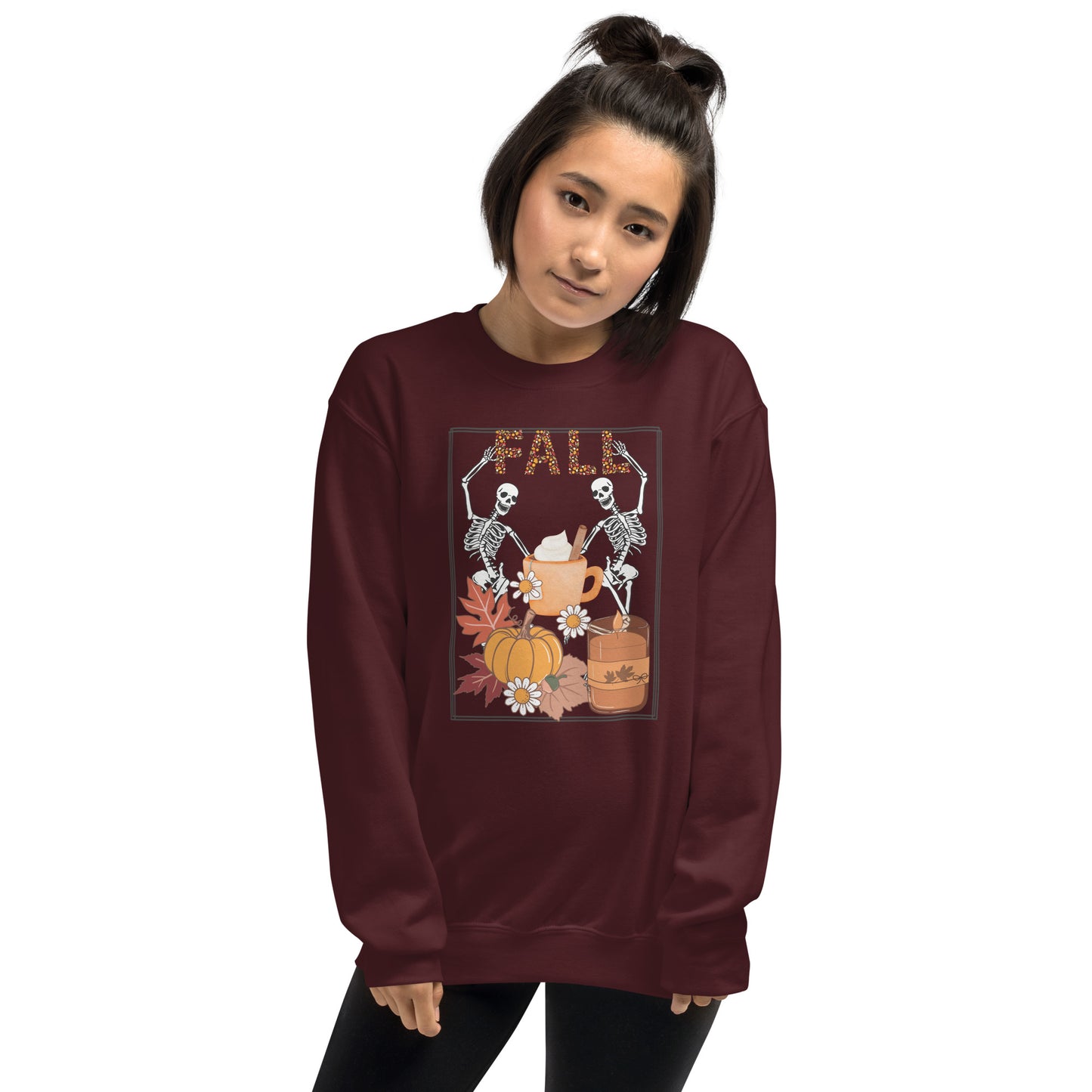 Fall Halloween Skeleton Pumpkin Spice Crewneck Unisex Sweatshirt