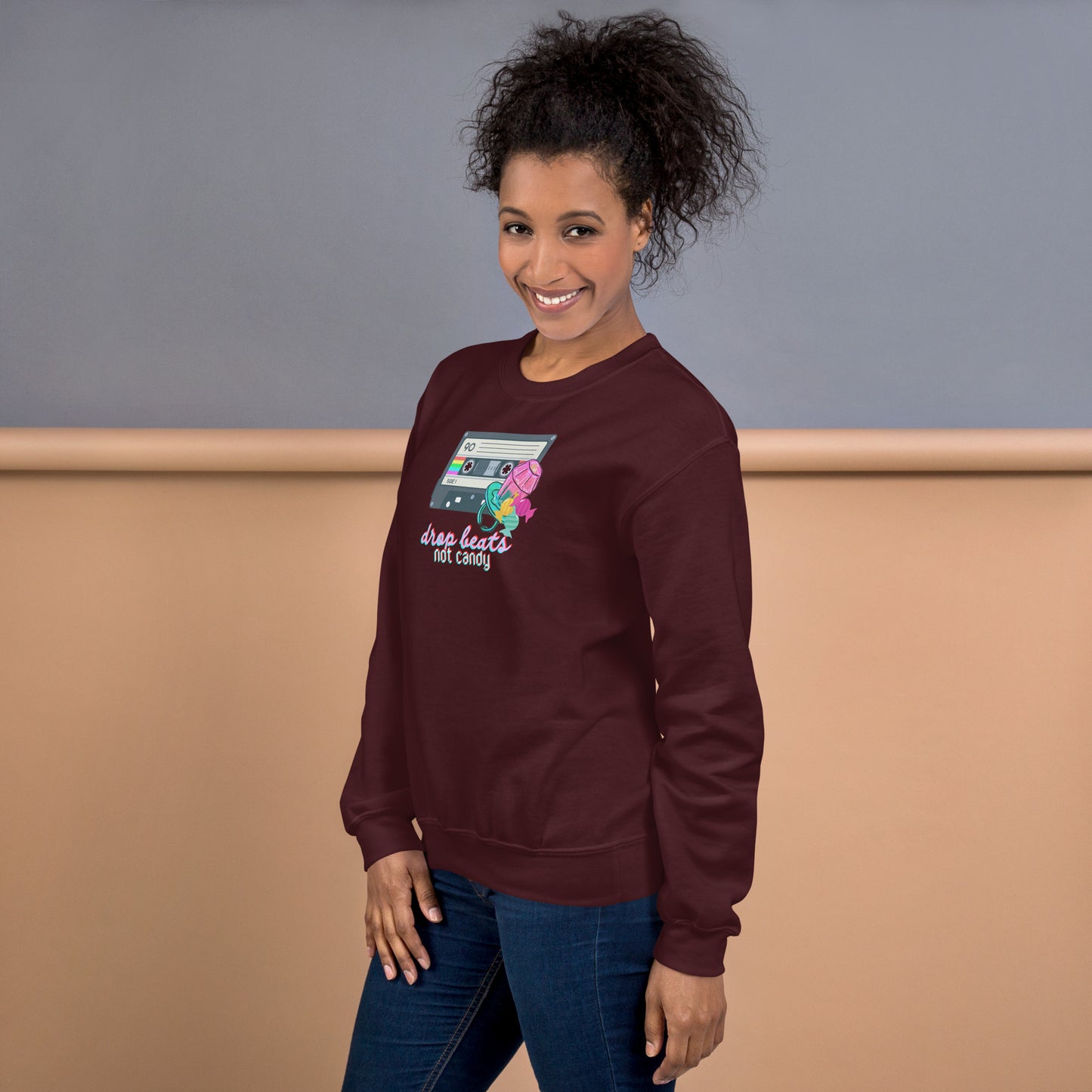 Drop Beats Not Candy Halloween Music Reference Crewneck Unisex Sweatshirt