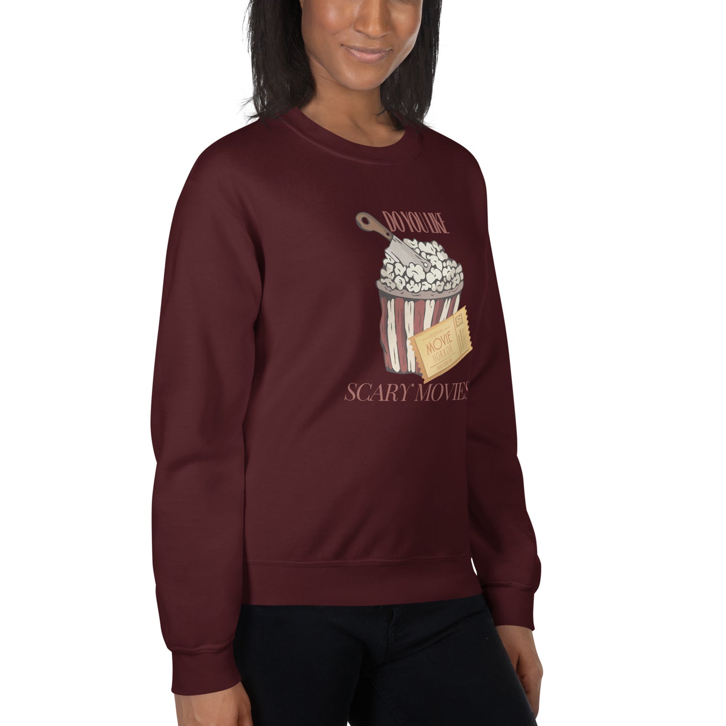 Do You Like Scary Movies Fall Crewneck Halloween Sweatshirt | Scream Movie Reference
