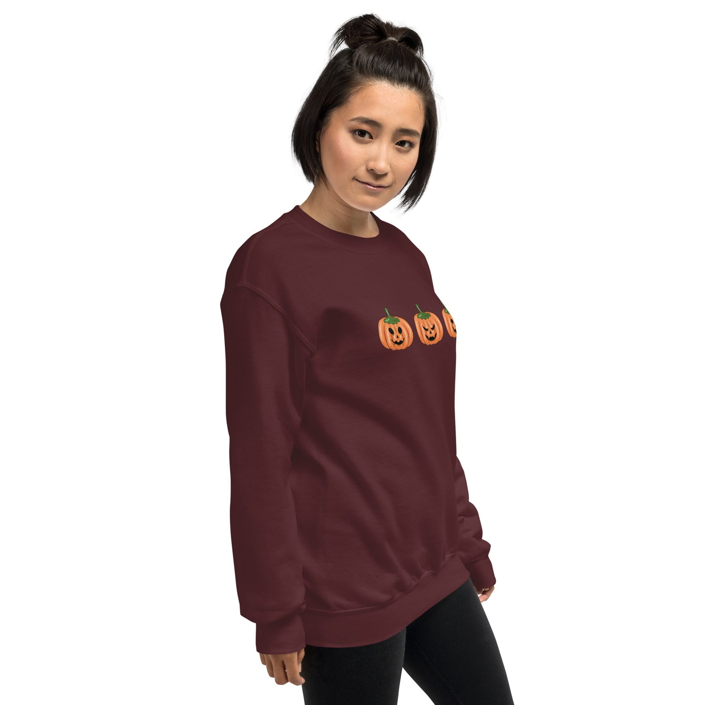 Trendy Fall Pumpkin Faces Crewneck Unisex Sweatshirt