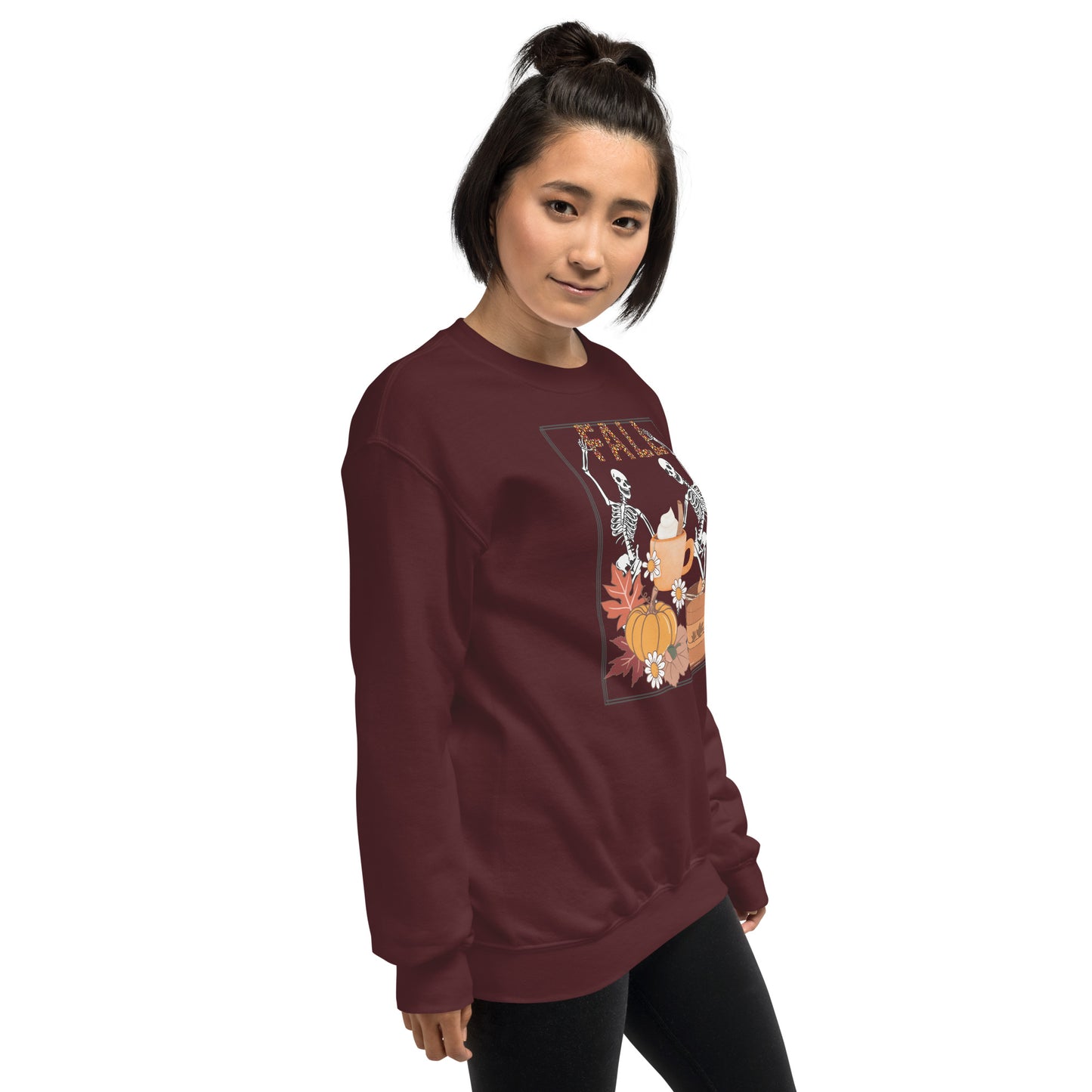 Fall Halloween Skeleton Pumpkin Spice Crewneck Unisex Sweatshirt