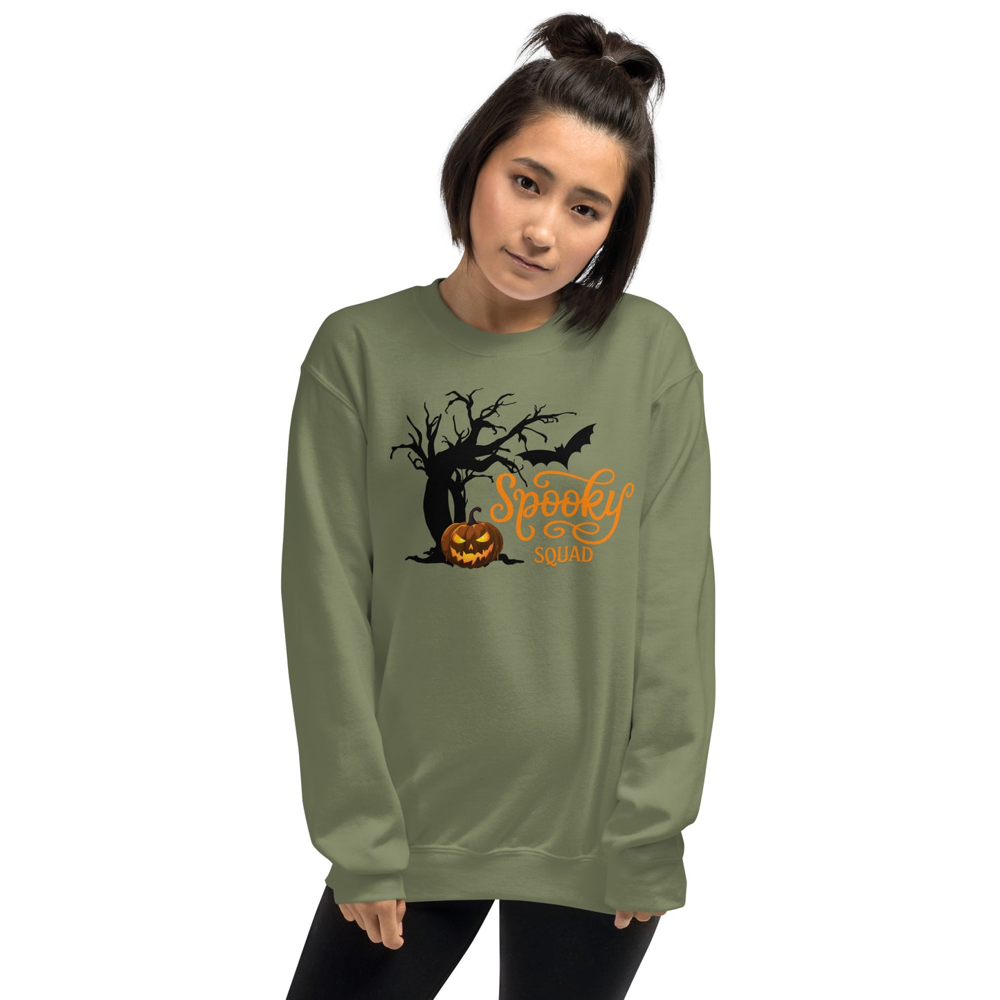 Spooky Squad Family Halloween Crewneck Unisex Sweatshirt | Spooky Tree and Pumpkin