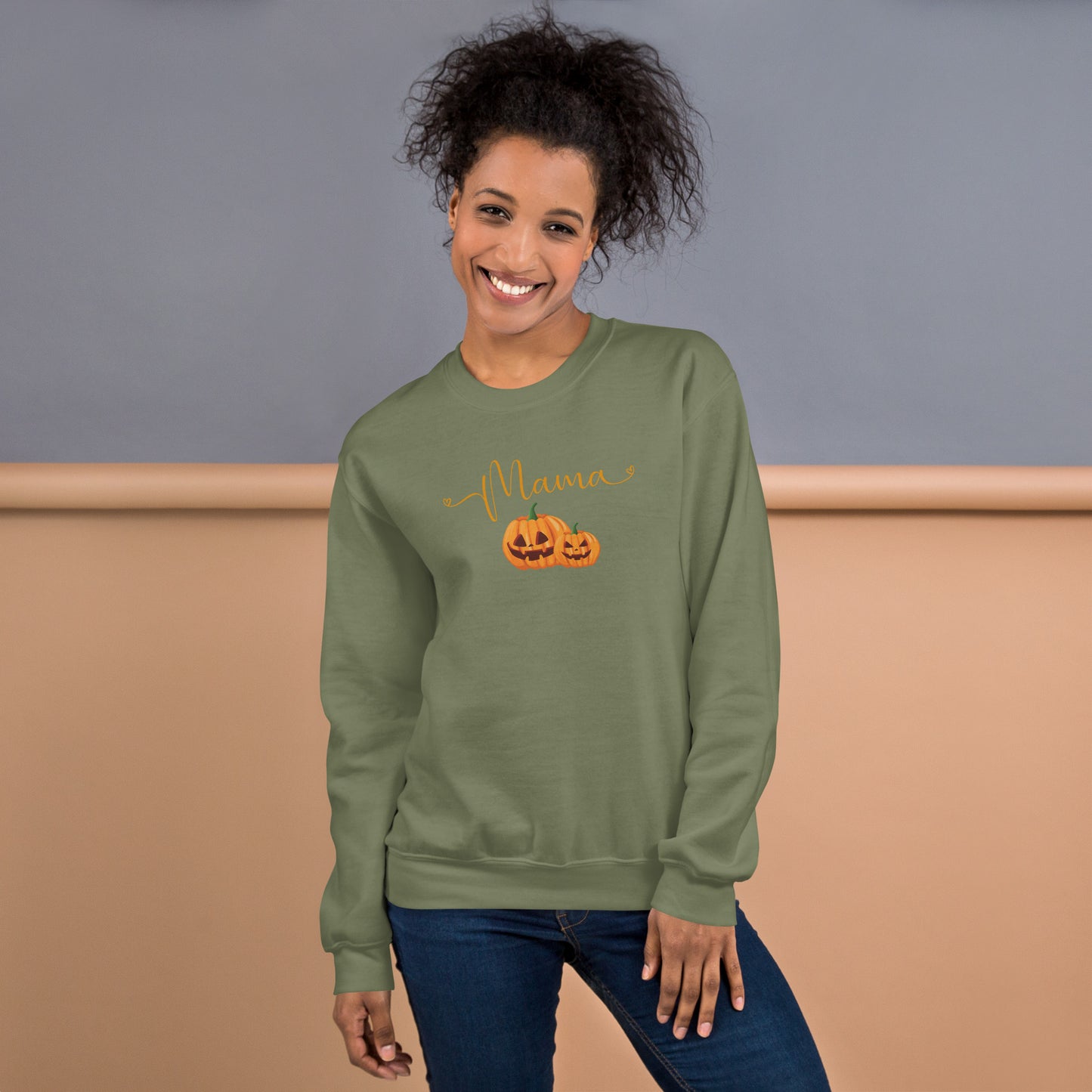 Mama and Pumpkins Fall Halloween Crewneck Sweatshirt