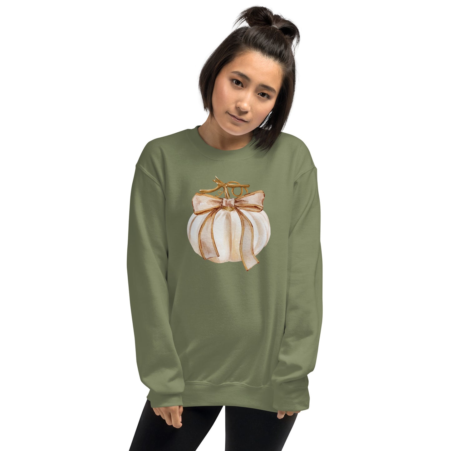 Cream Colored Neutral Pumpkin Fall Halloween Crewneck Unisex Sweatshirt