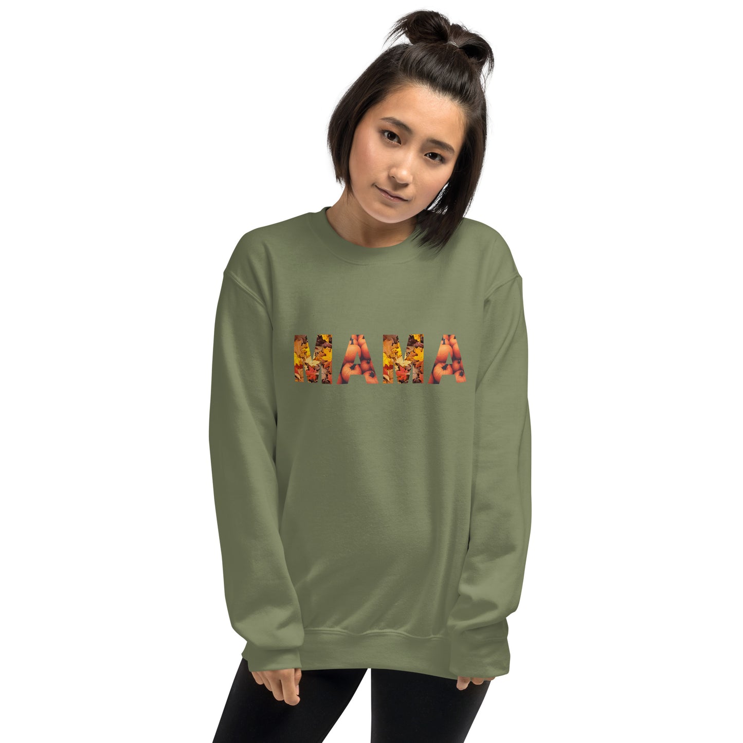 Mama Leaves Design Crewneck Fall Halloween Unisex Sweatshirt
