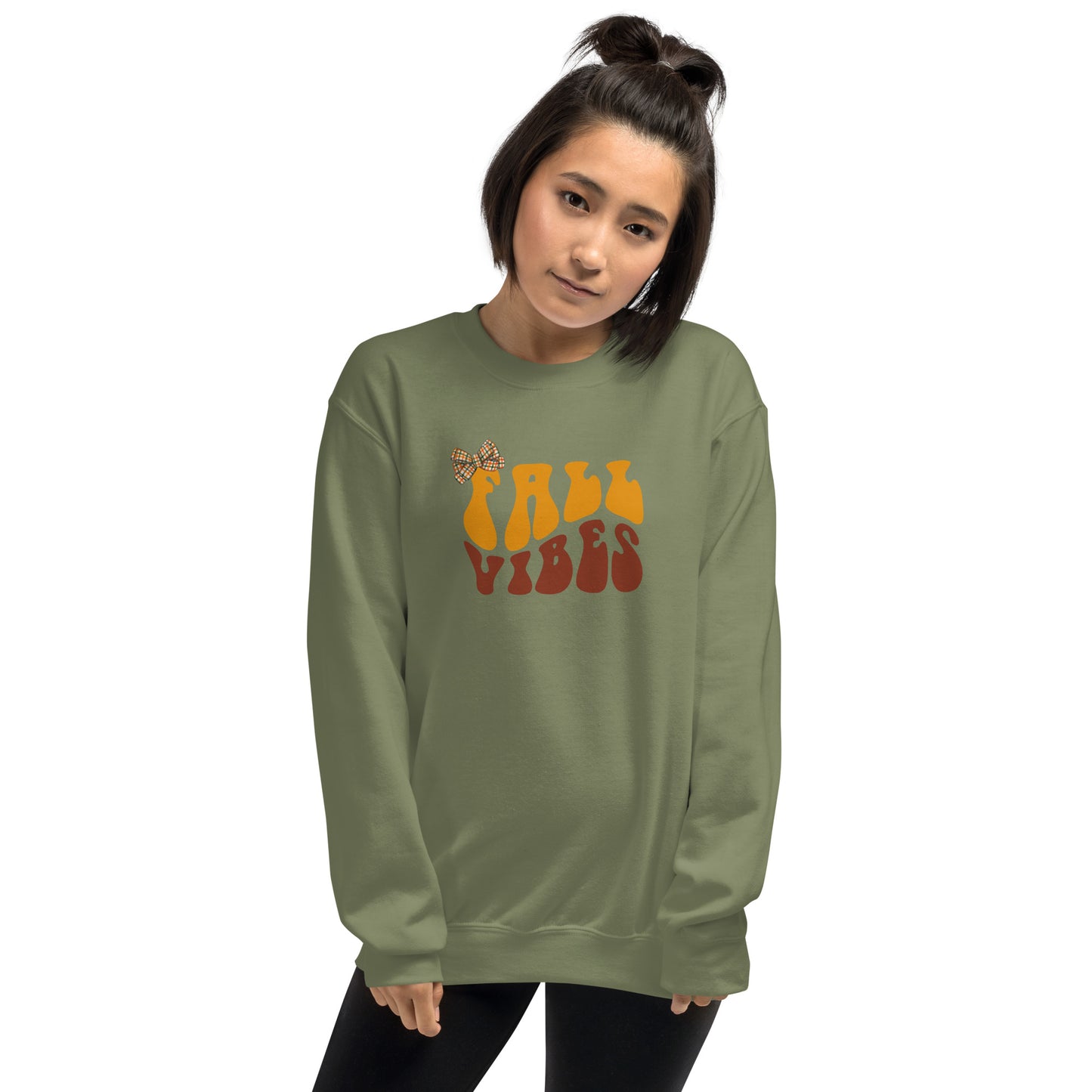 Fall Vibes with Bow Crewneck Unisex Sweatshirt | Cozy Fall Sweatshirt