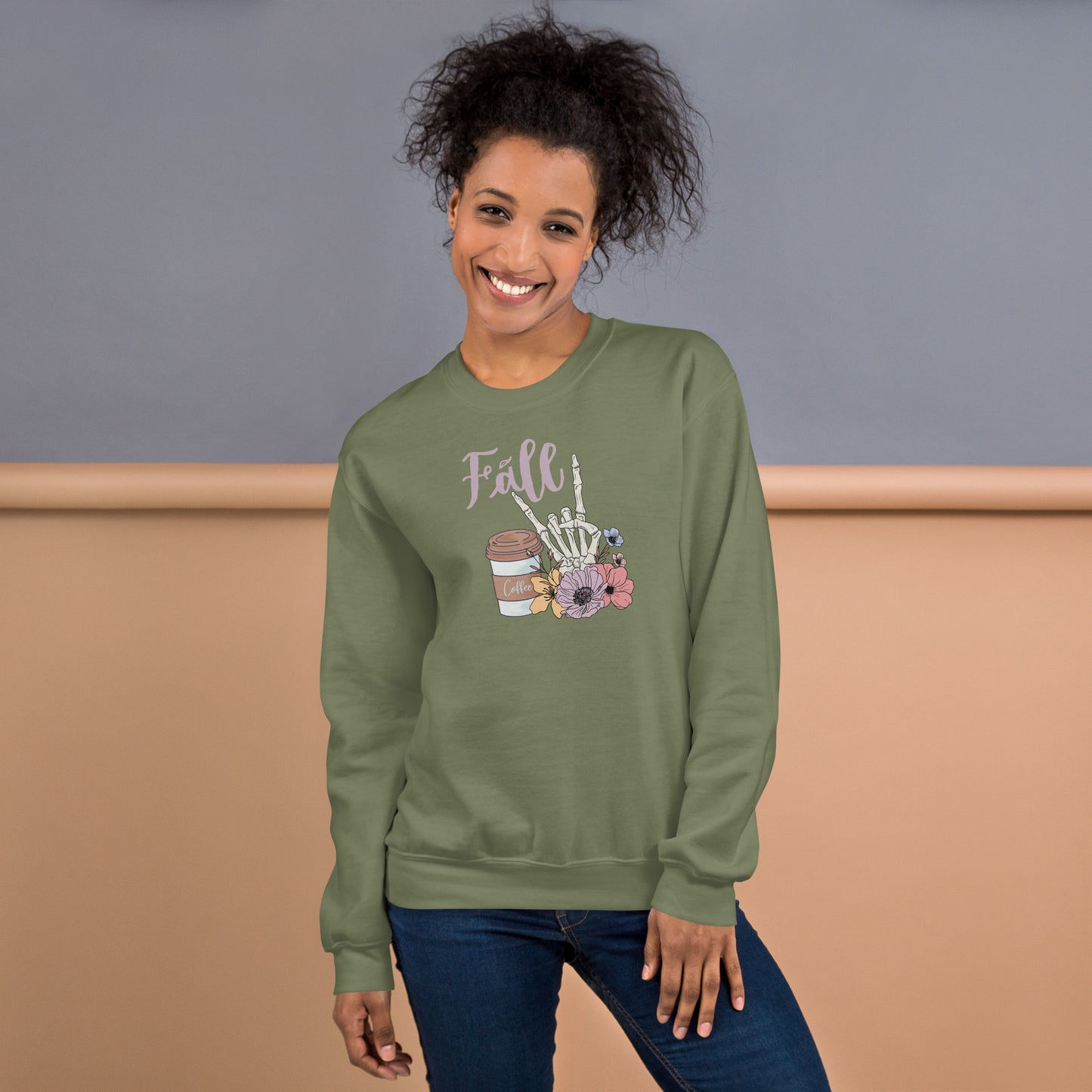 Fall Vibes Floral Coffee Crewneck Sweatshirt