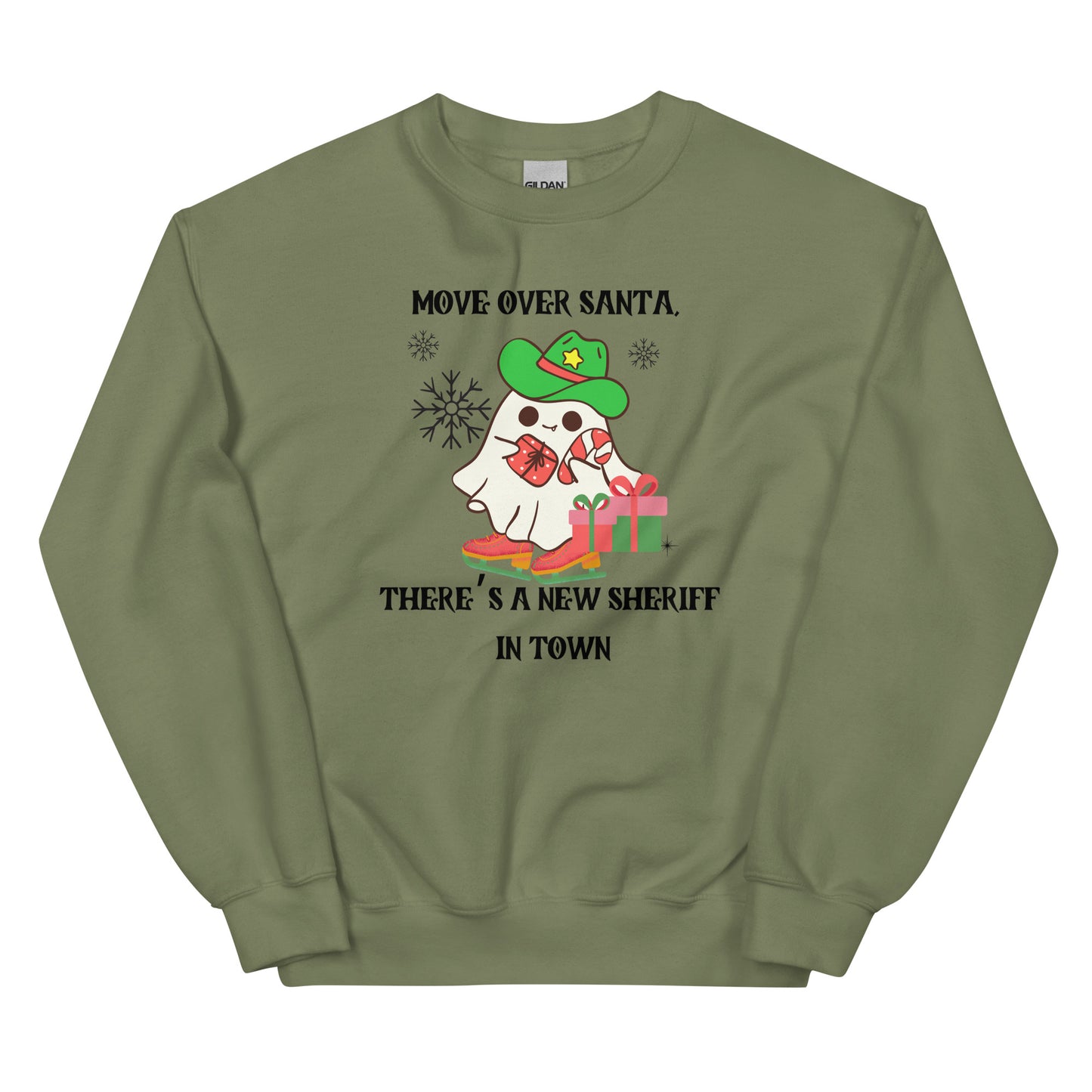 Move Over Santa, Theres a New Sheriff in Town Christmas Funny Ghost  Crewneck Unisex Sweatshirt