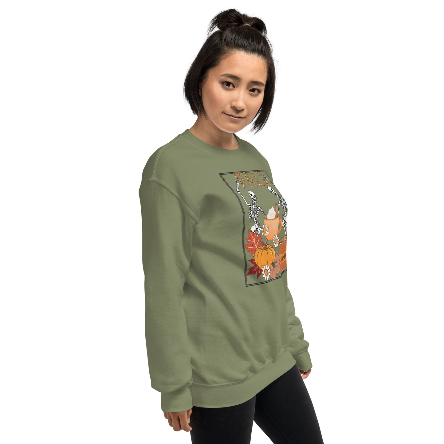 Fall Halloween Skeleton Pumpkin Spice Crewneck Unisex Sweatshirt