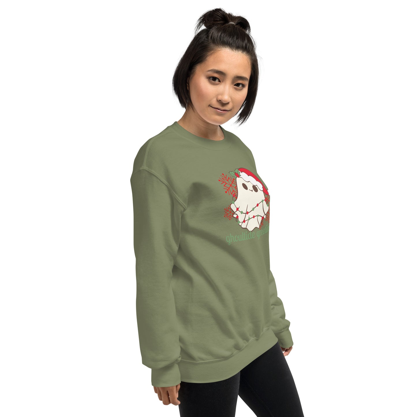 Ghoultide Greetings Cute Christmas Ghost Holiday Crewneck Unisex Sweatshirt