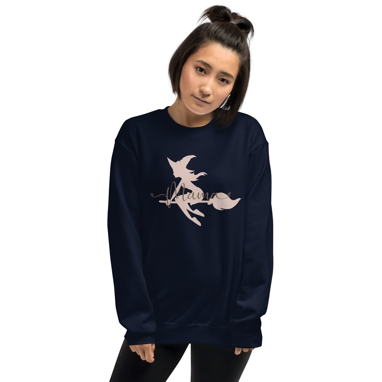 Mama Witches Broom Halloween Fall Crewneck Sweatshirt