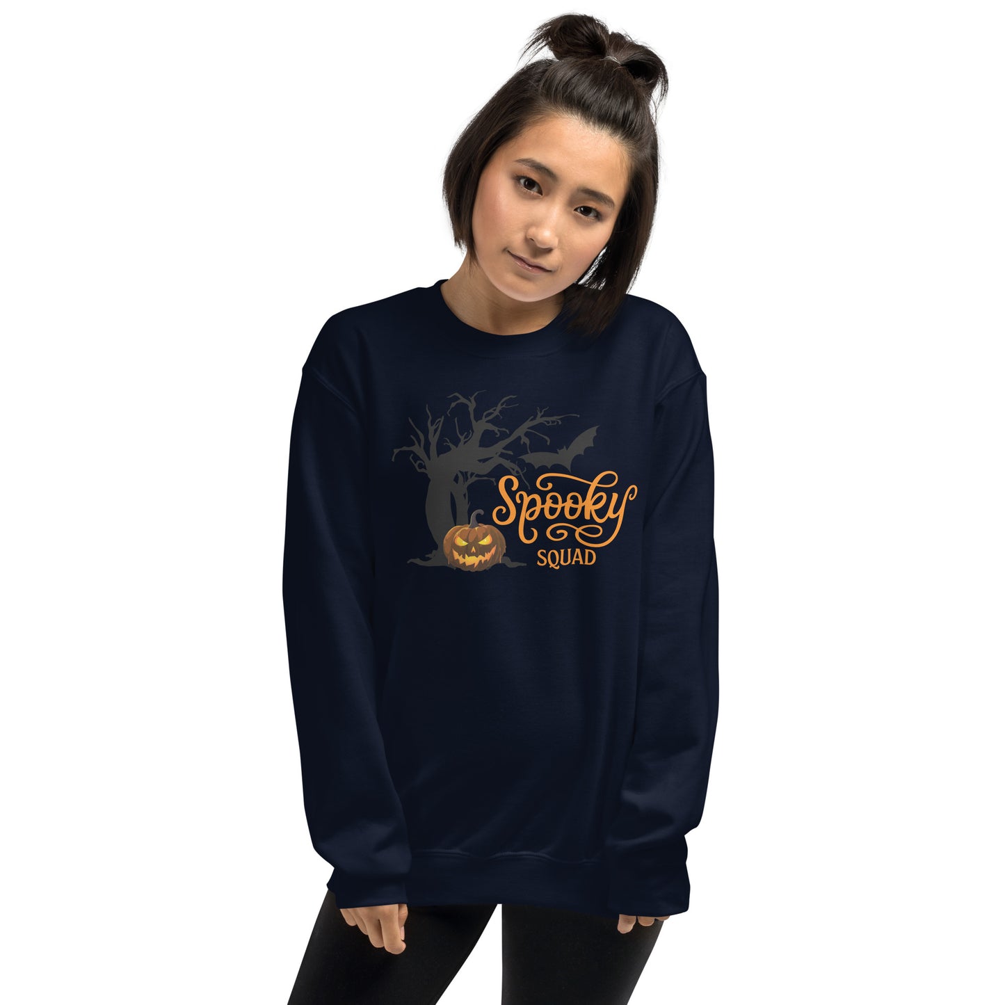 Spooky Squad Family Halloween Crewneck Unisex Sweatshirt | Spooky Tree and Pumpkin